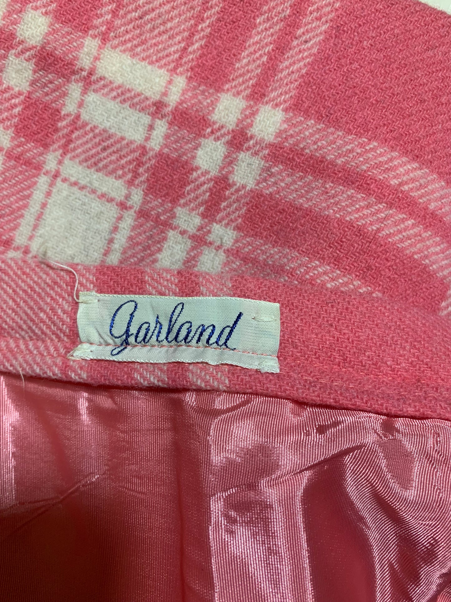 Peony Pink Plaid Wool Pencil Skirt circa 1960s