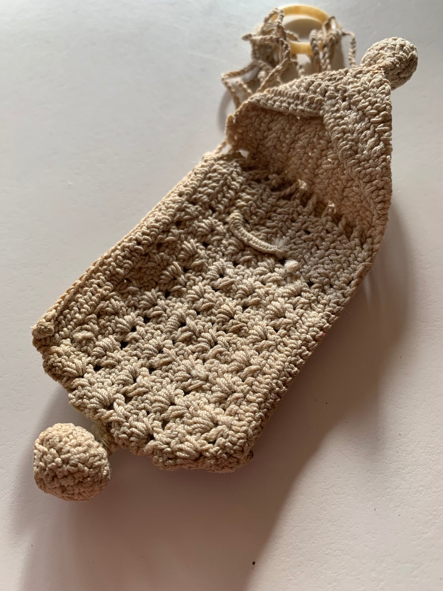 Dainty Ivory Crochet Reticule Bag circa 1890s