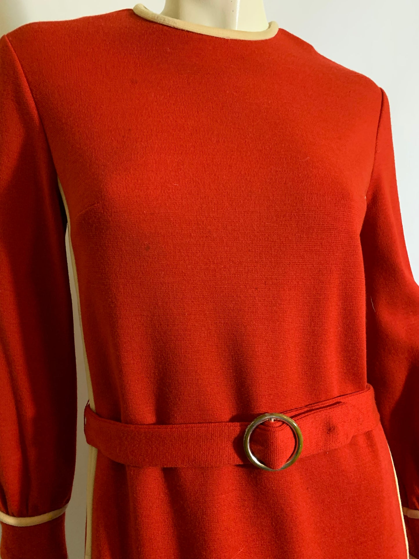 Rust Orange Wool Shift Dress circa 1970s