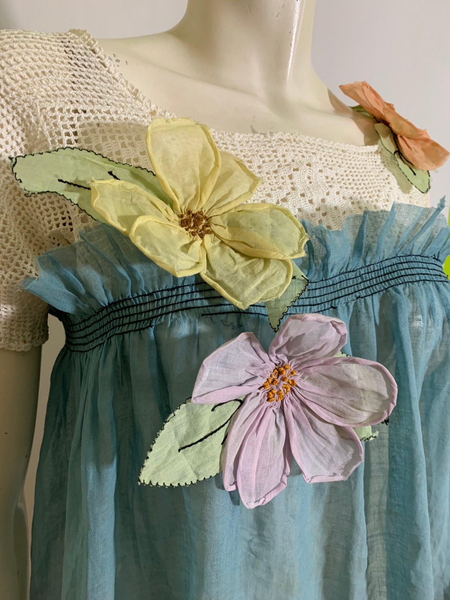 Babyface- the Reimagined Edwardian and 1920s Textile Mix Babydoll Top
