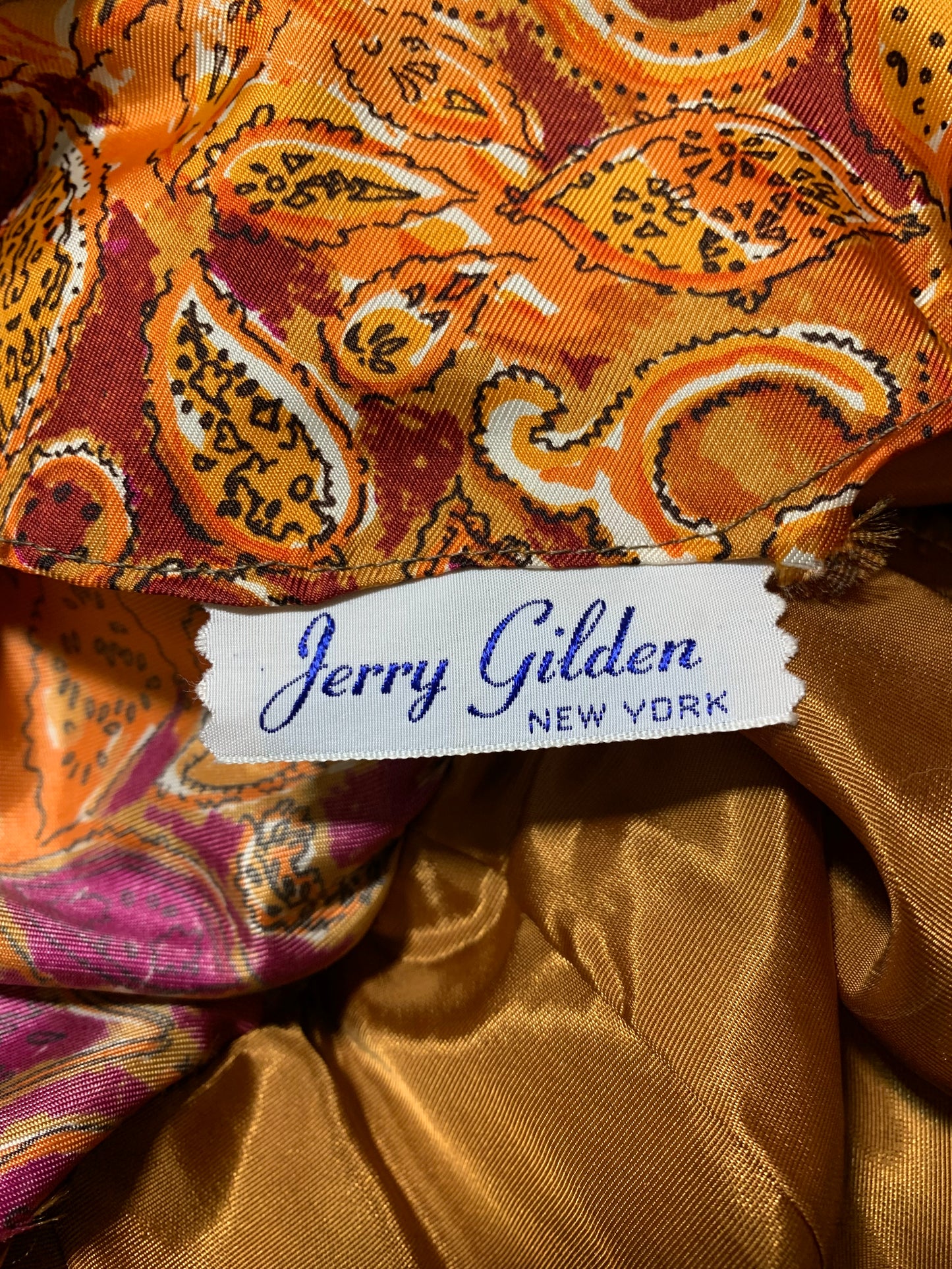 Fire Orange Paisley and Fig Print Dress circa 1960s