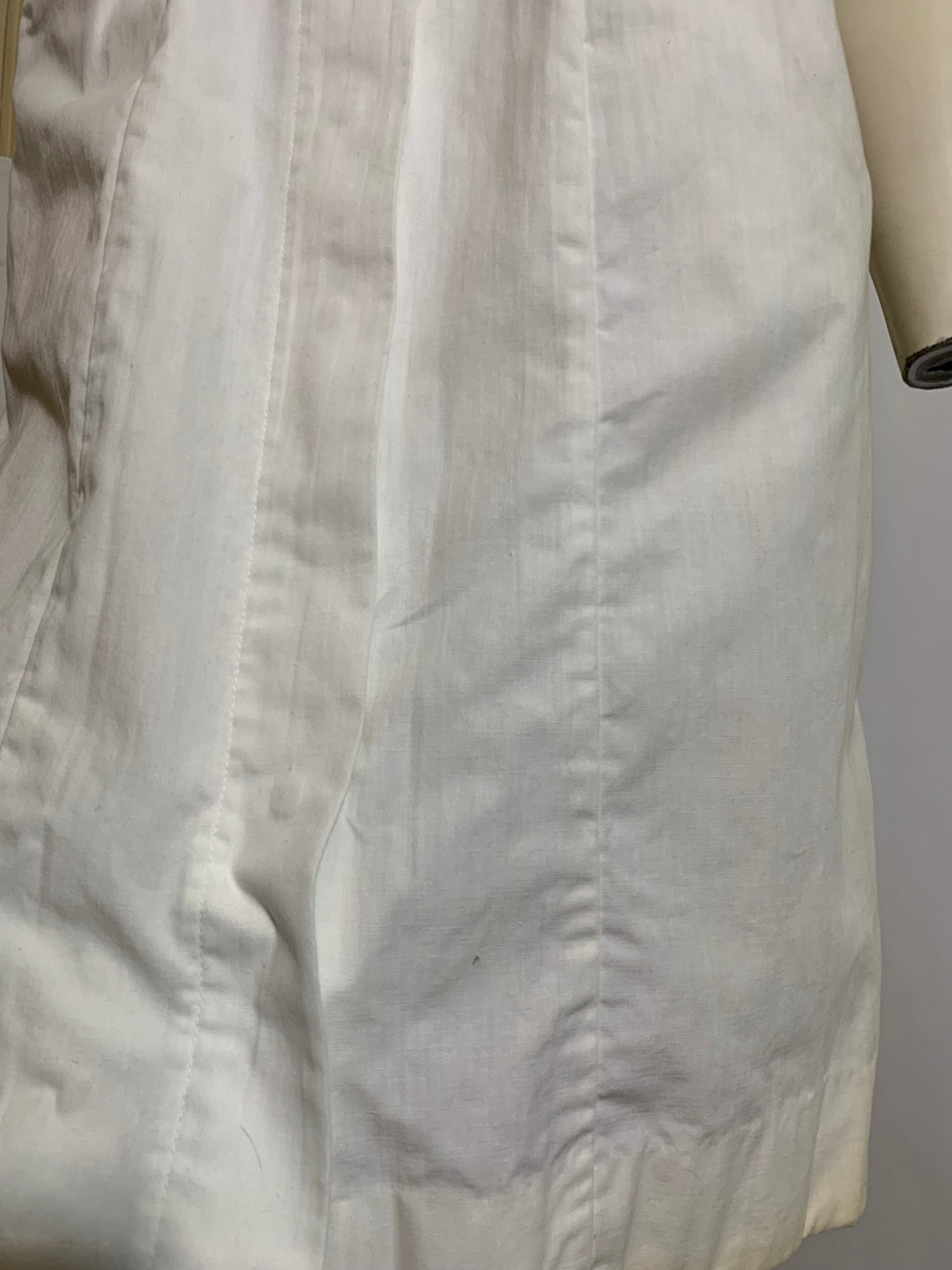 White Poplin Button Front Short Sleeved Nurse Uniform circa 1960s