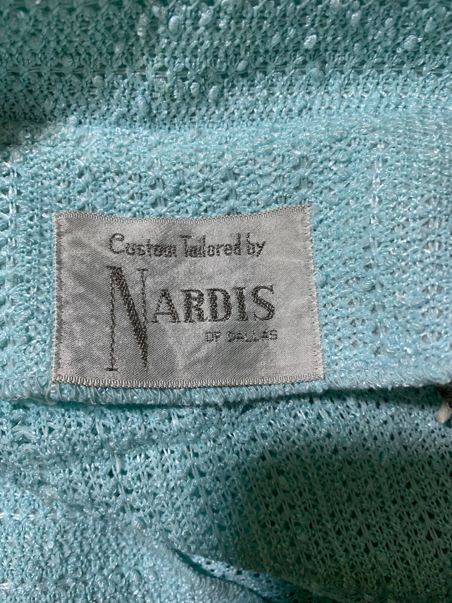 Carolina Blue Textured Knit Blouson Bodice Dress circa 1970s