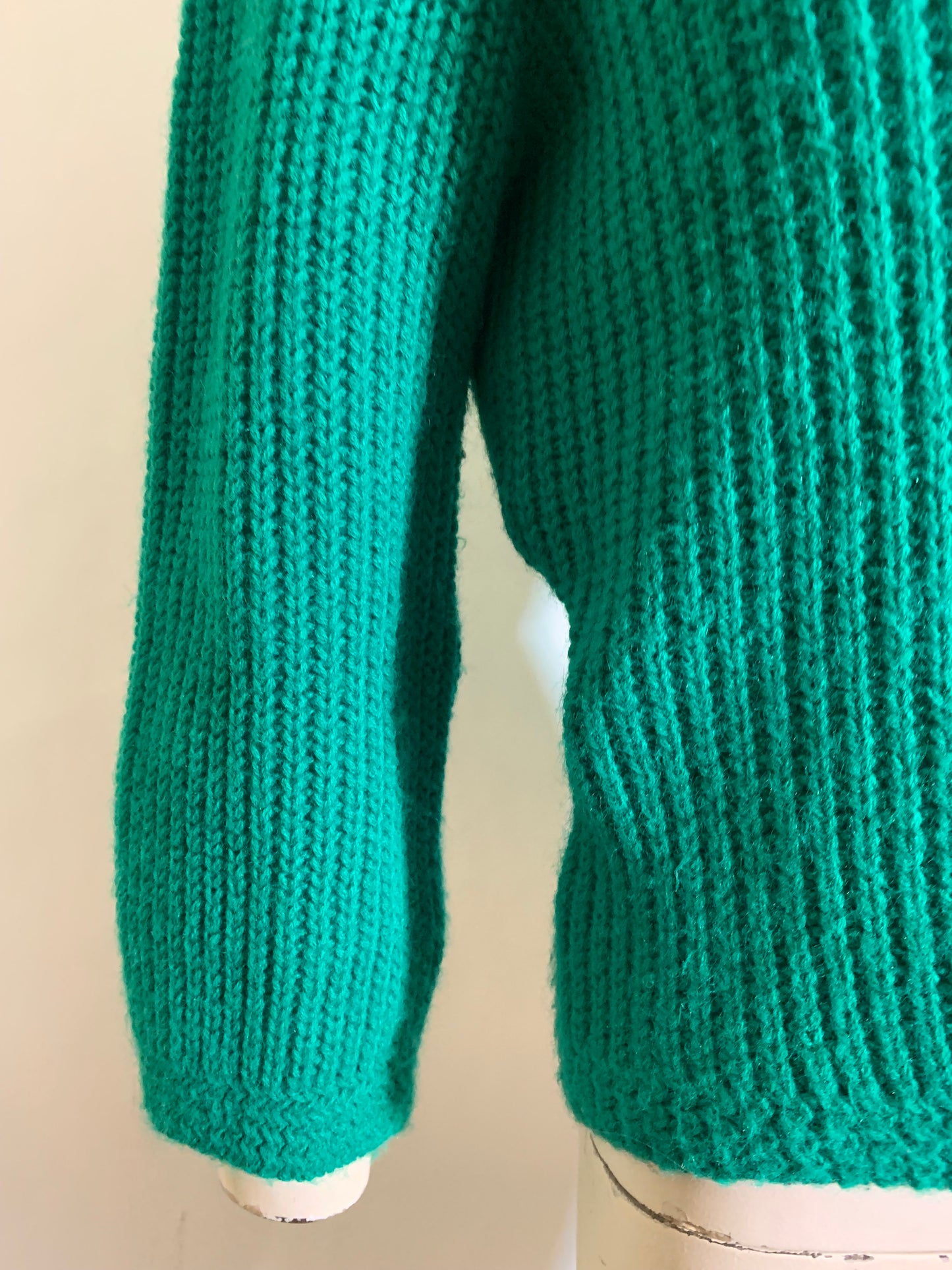 Teal Green Cropped Sweater with Folded Collar circa 1960s