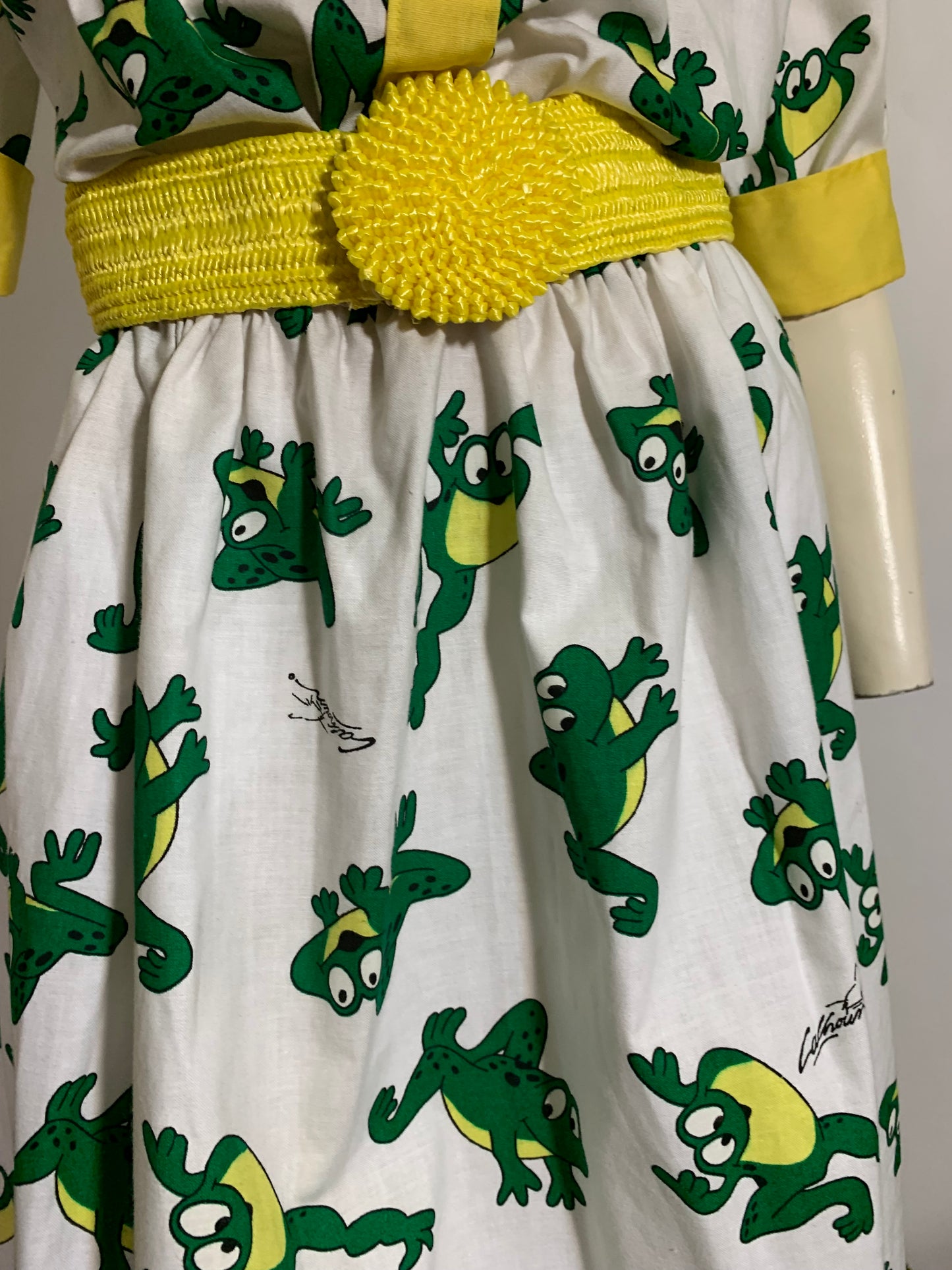 Dancing Frog Novelty Print Cotton Dress circa 1990s