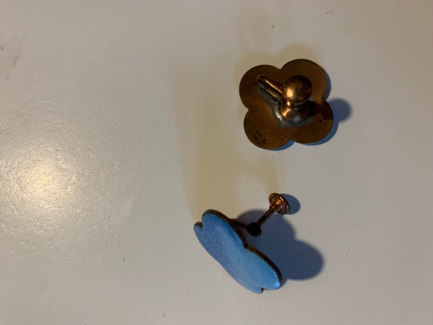 Ombré Sky Blue Cloud Shaped Enameled Clip Earrings circa 1940s
