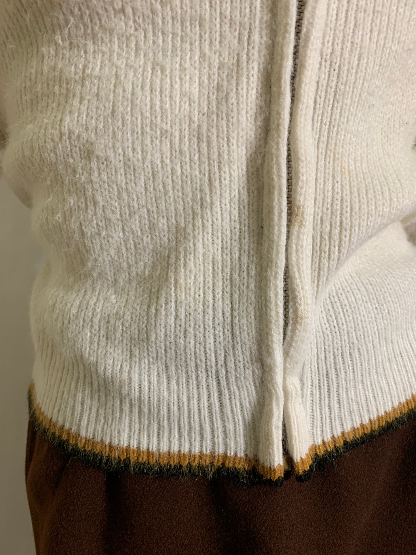 Zip Front Brown and Black Ski Sweater circa 1960s