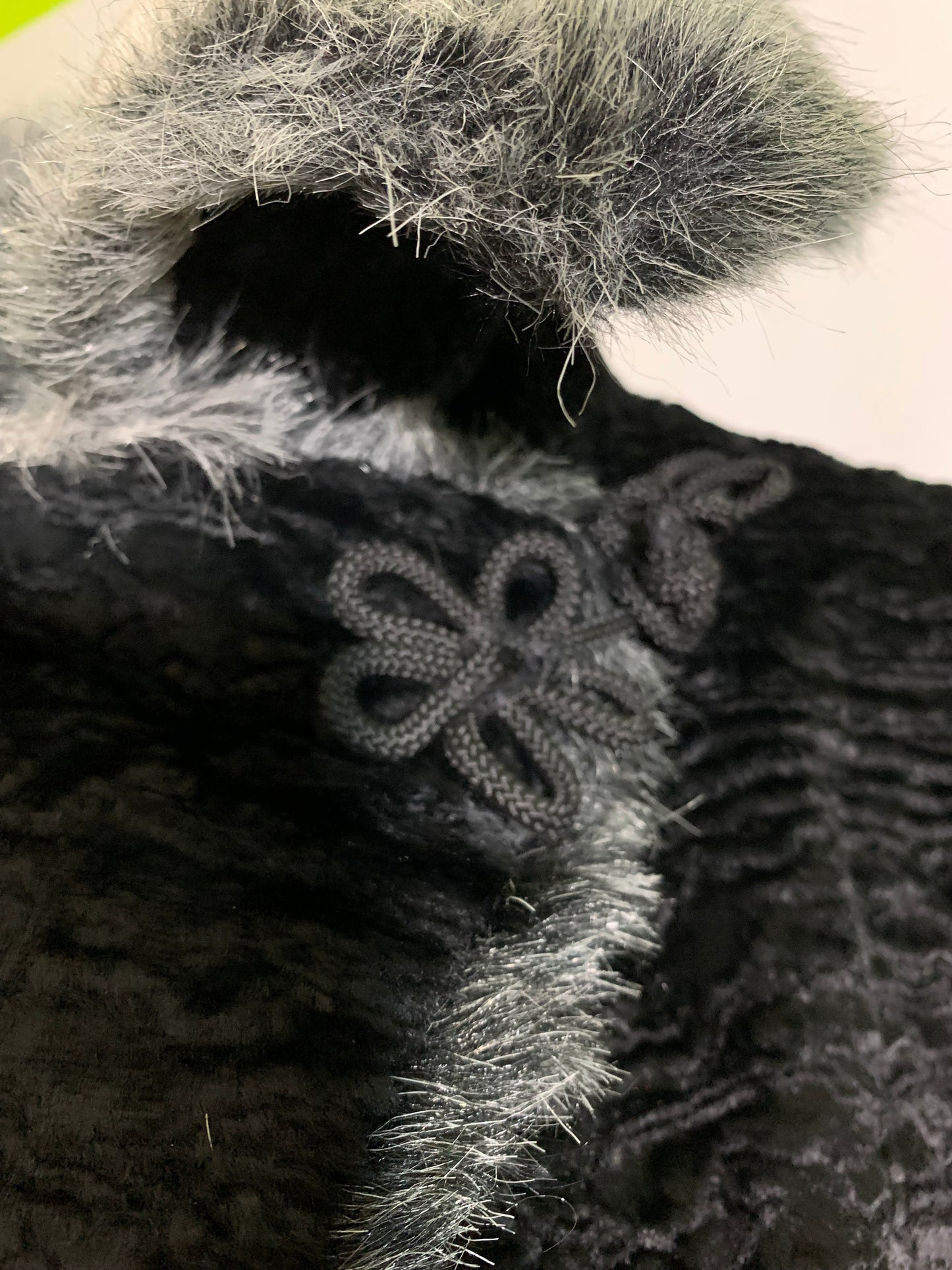 Faux Persian Lamb and Chinchilla "Fur" Coat with Frog Closure circa 1960s