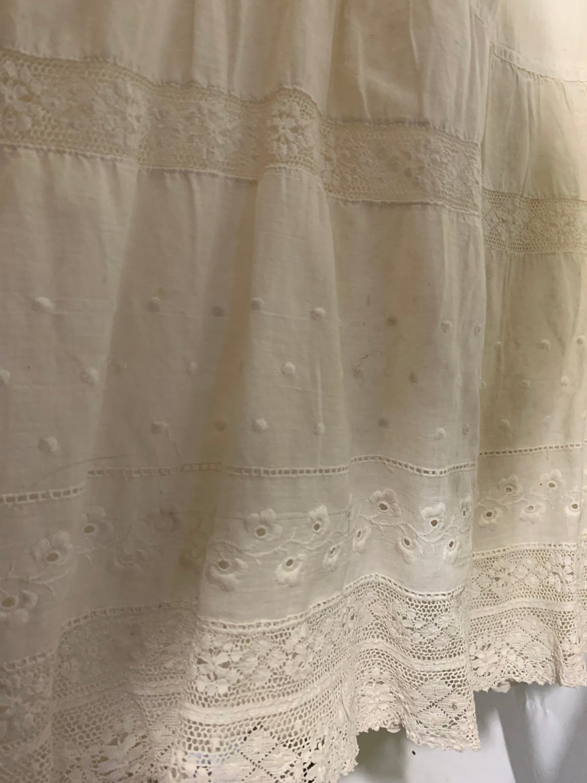 White Cotton Petticoat with Embroidery and Lace Skirt circa 1890s