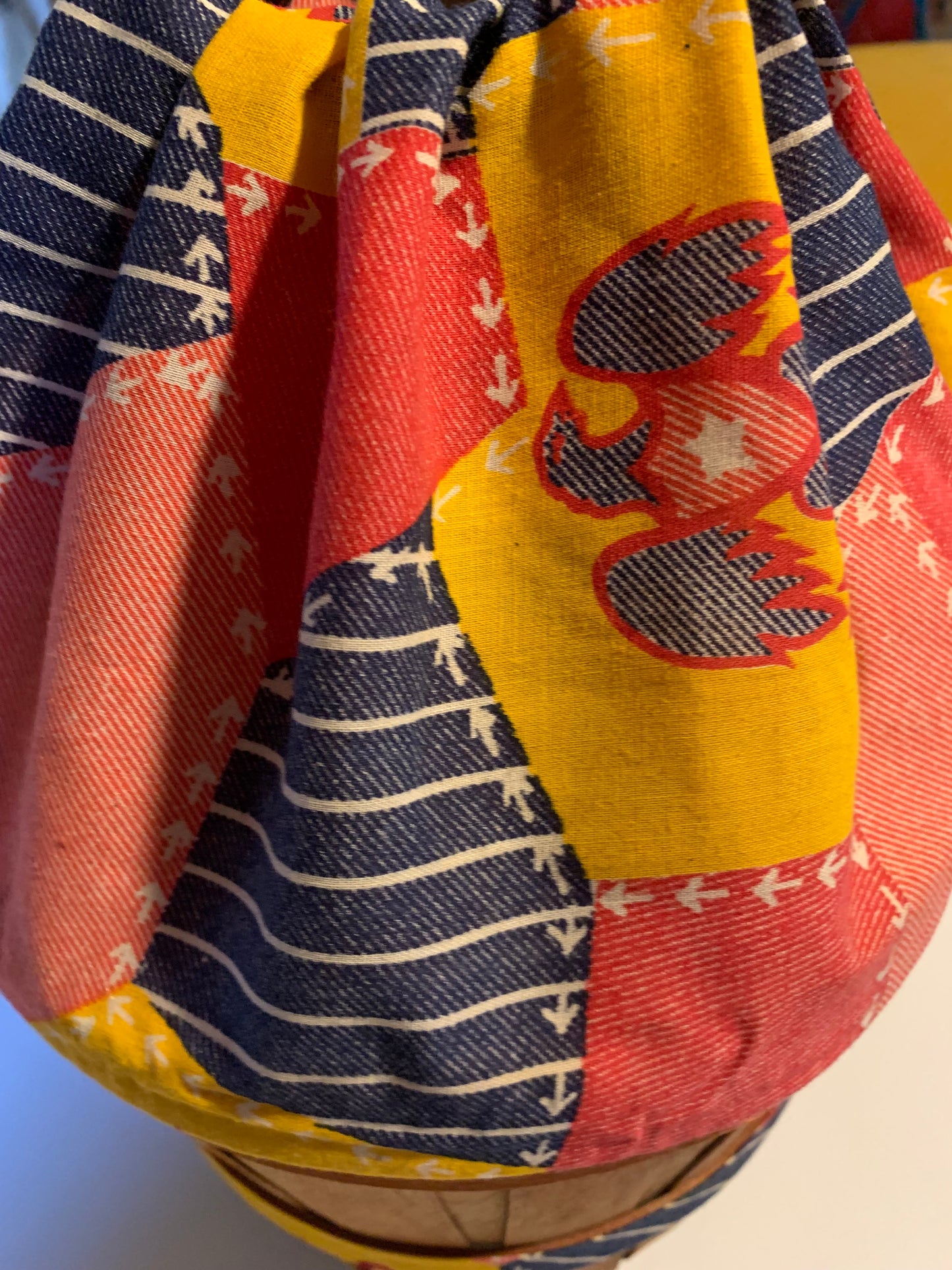 Bicentennial Novelty Print Sewing Basket Bag Liberty Bell Eagles circa 1970s
