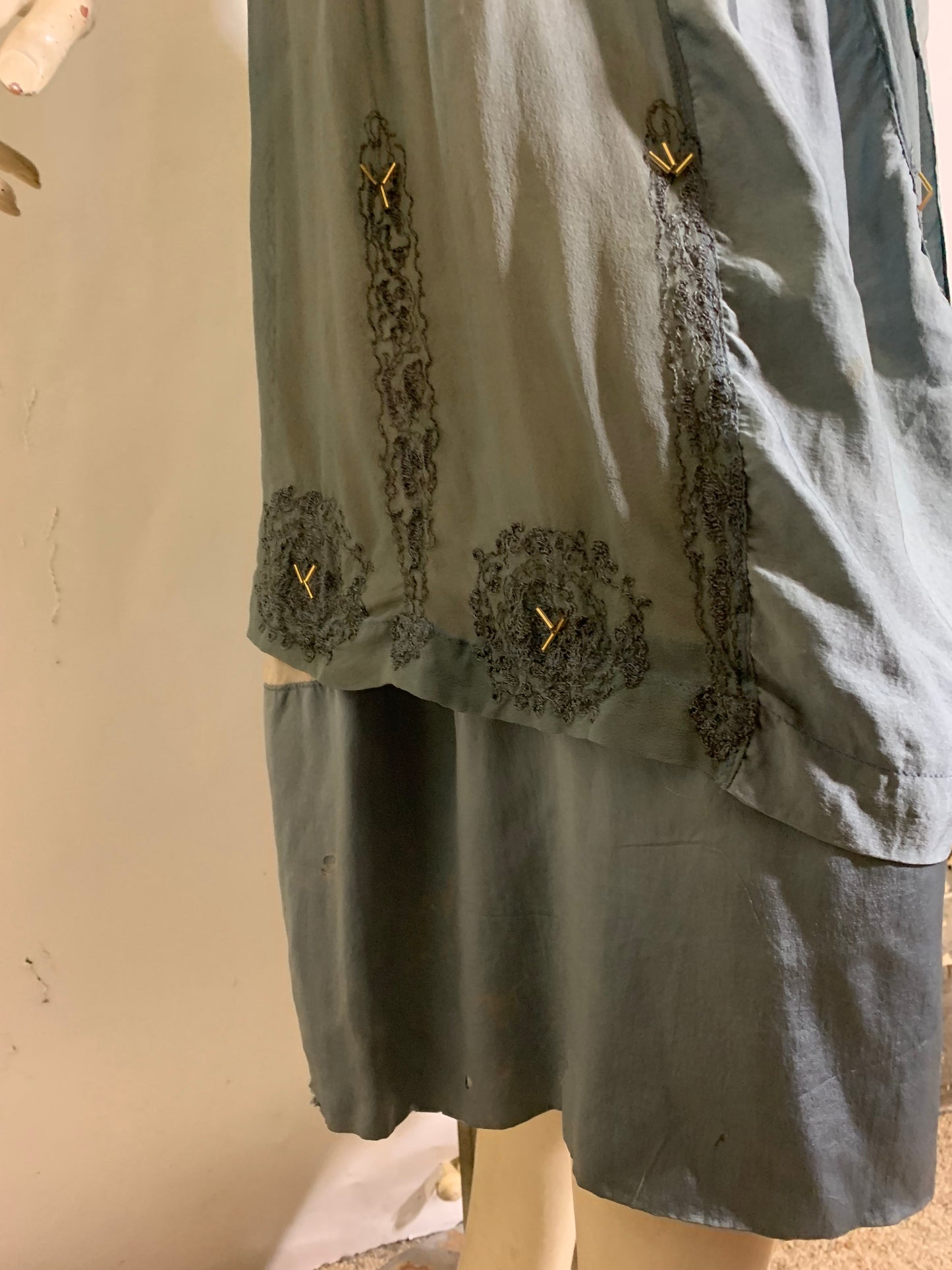 Soft Sky Blue Silk Beaded Cocktail Dress circa 1920s
