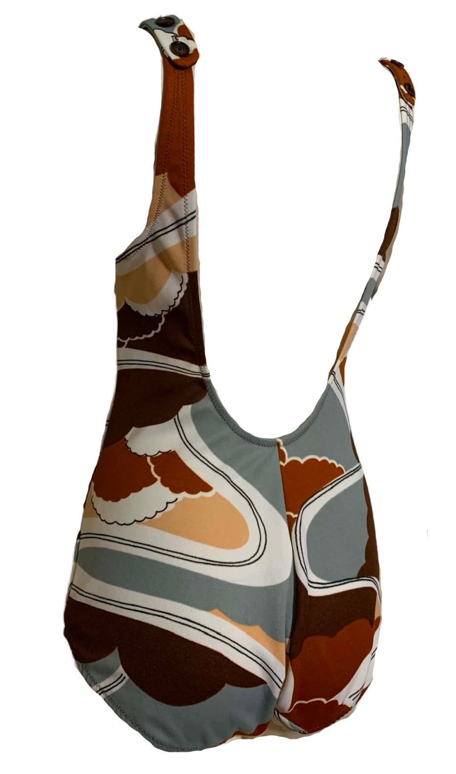 Goldenrod and Brown One Piece Swimsuit Peaked Cups circa 1970s