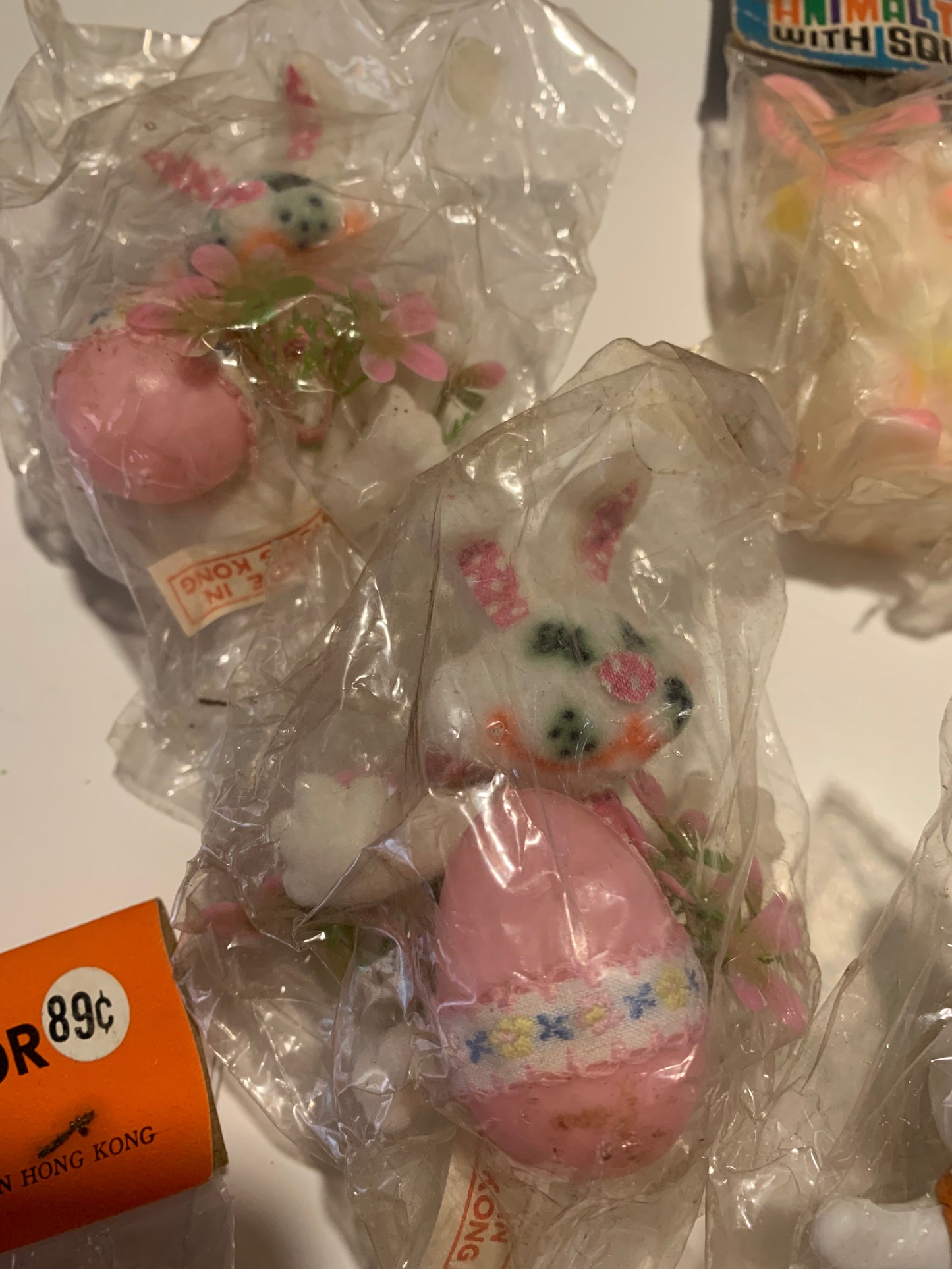 Lot Delightful Flocked Bunnies Easter Craft Supplies 1970s 11 pcs