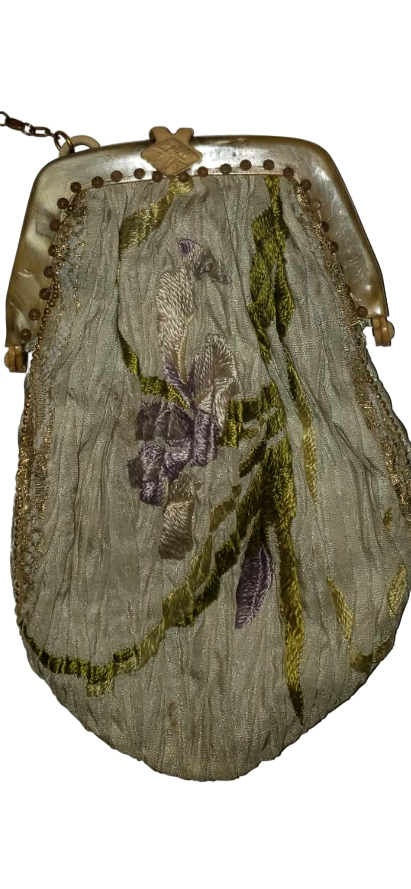 One of a Kind Silk and Velvet Kaneko 1920s Style Handbag circa 1970s