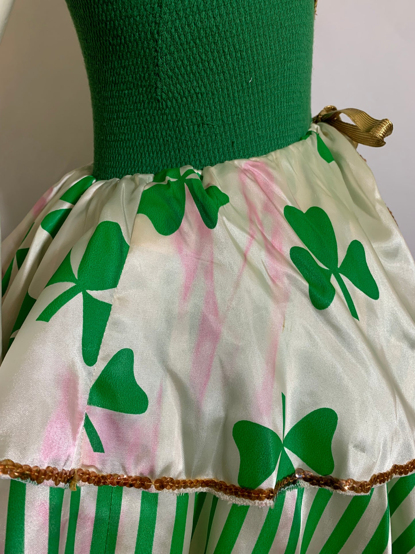 Cheeky Shamrock Printed Irish Themed Stage Costume Leotard Dress circa 1960s