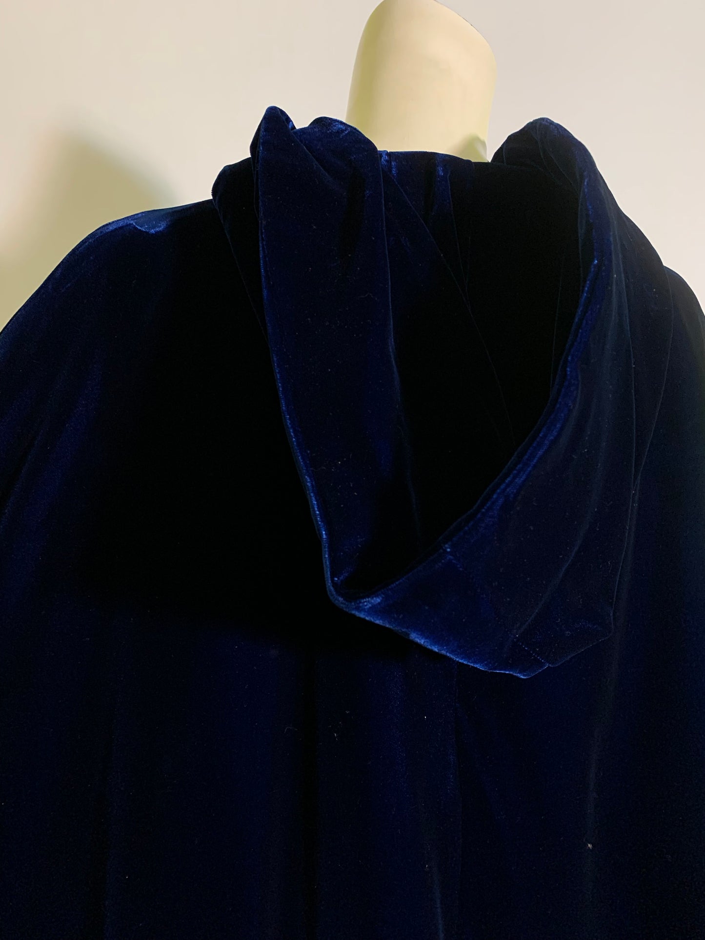 Deep Sapphire Blue Velvet Hooded Cloak circa 1960s