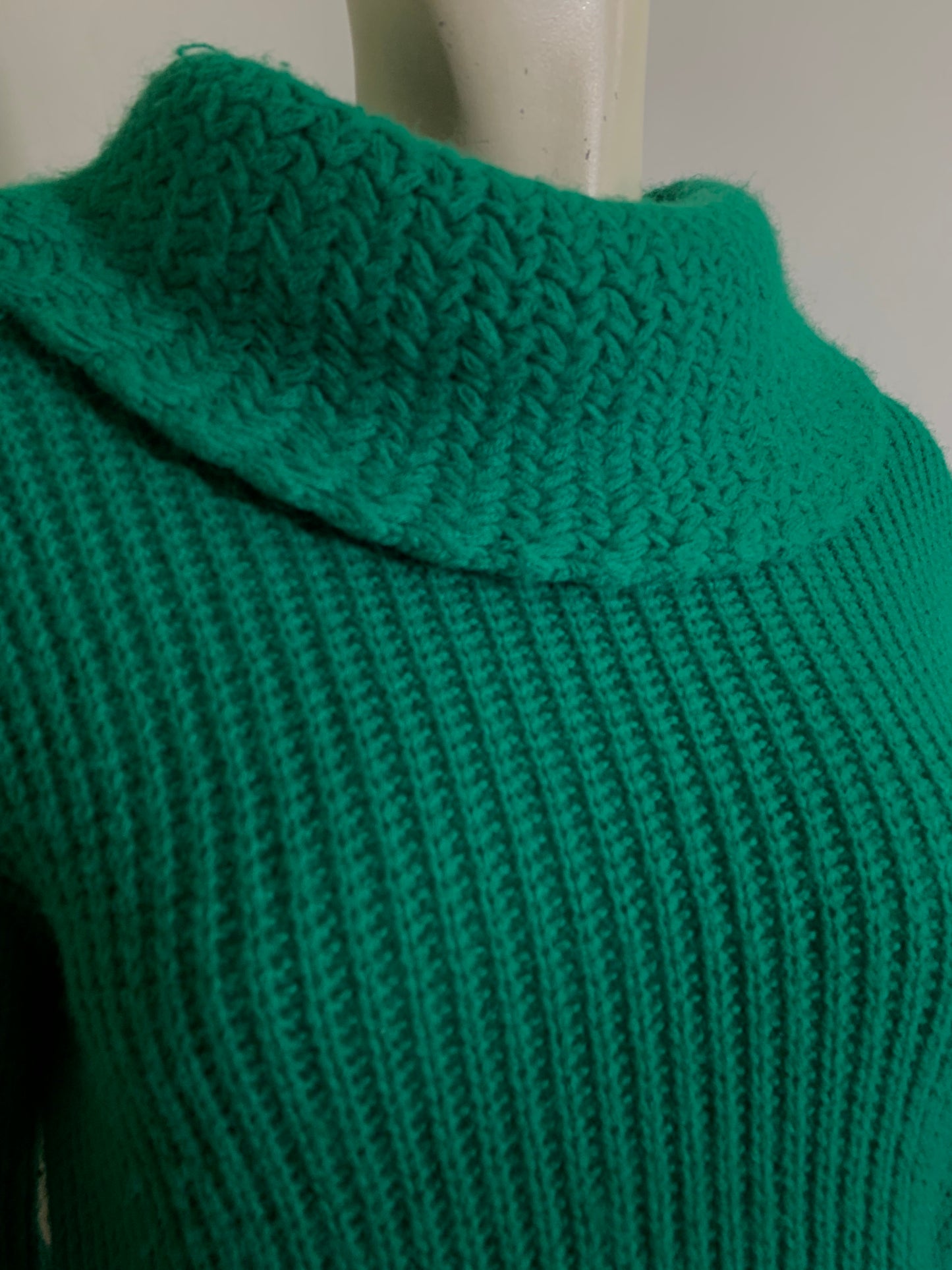 Teal Green Cropped Sweater with Folded Collar circa 1960s