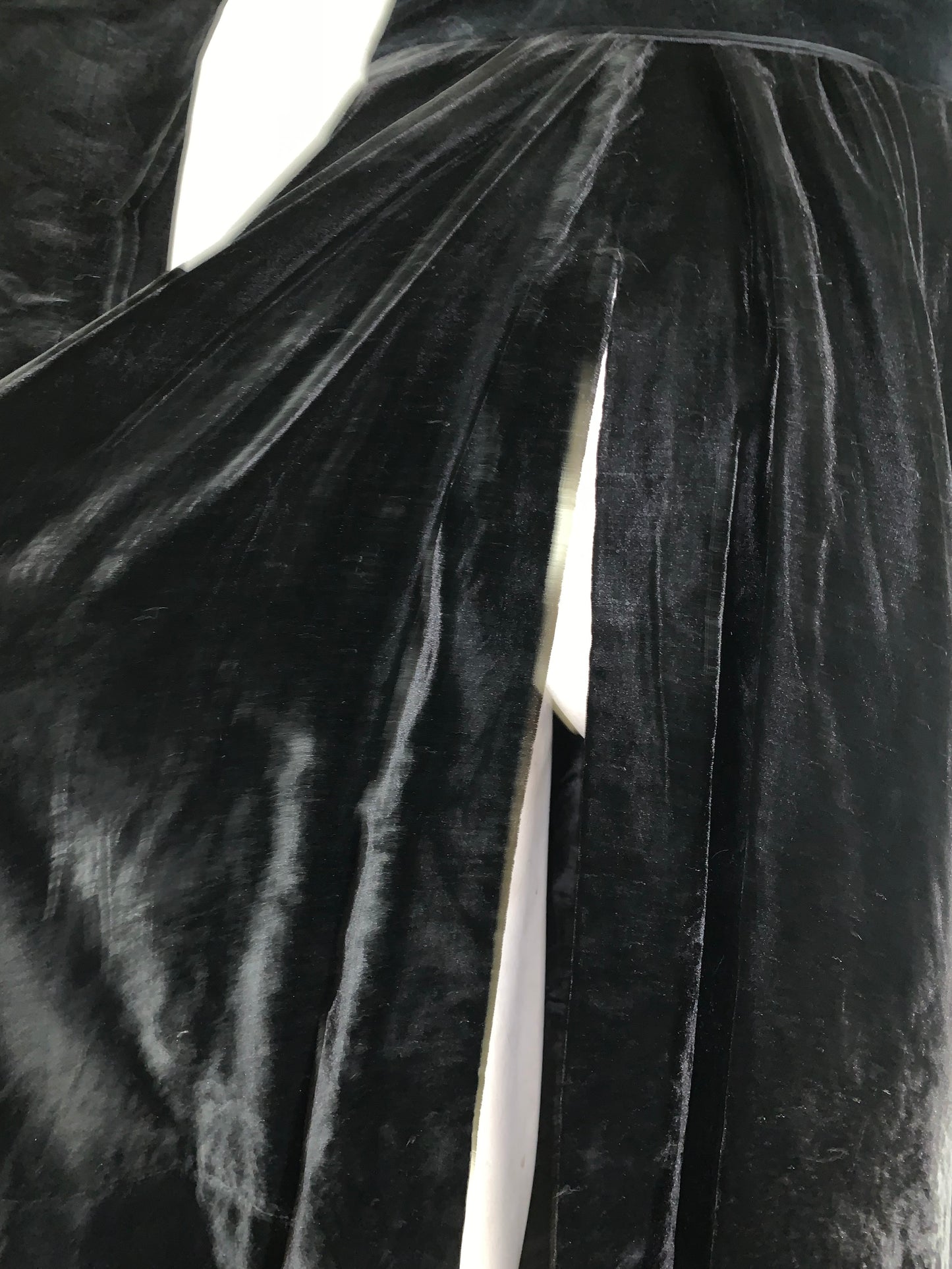 Black Velvet and Sculpted Fur Coat Slit Back circa 1890s