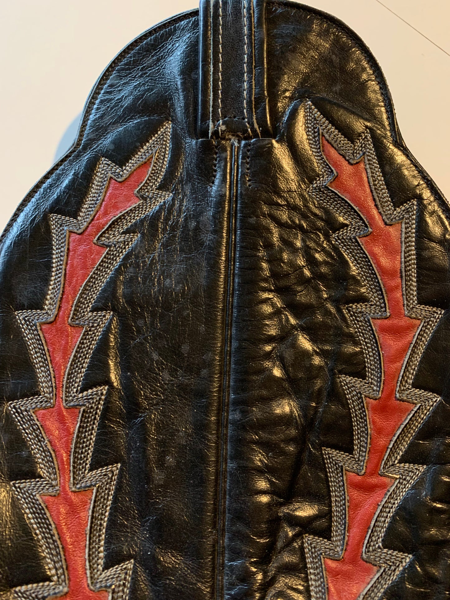 Red and Black Top Stitched Leather Western Boots circa 1950s