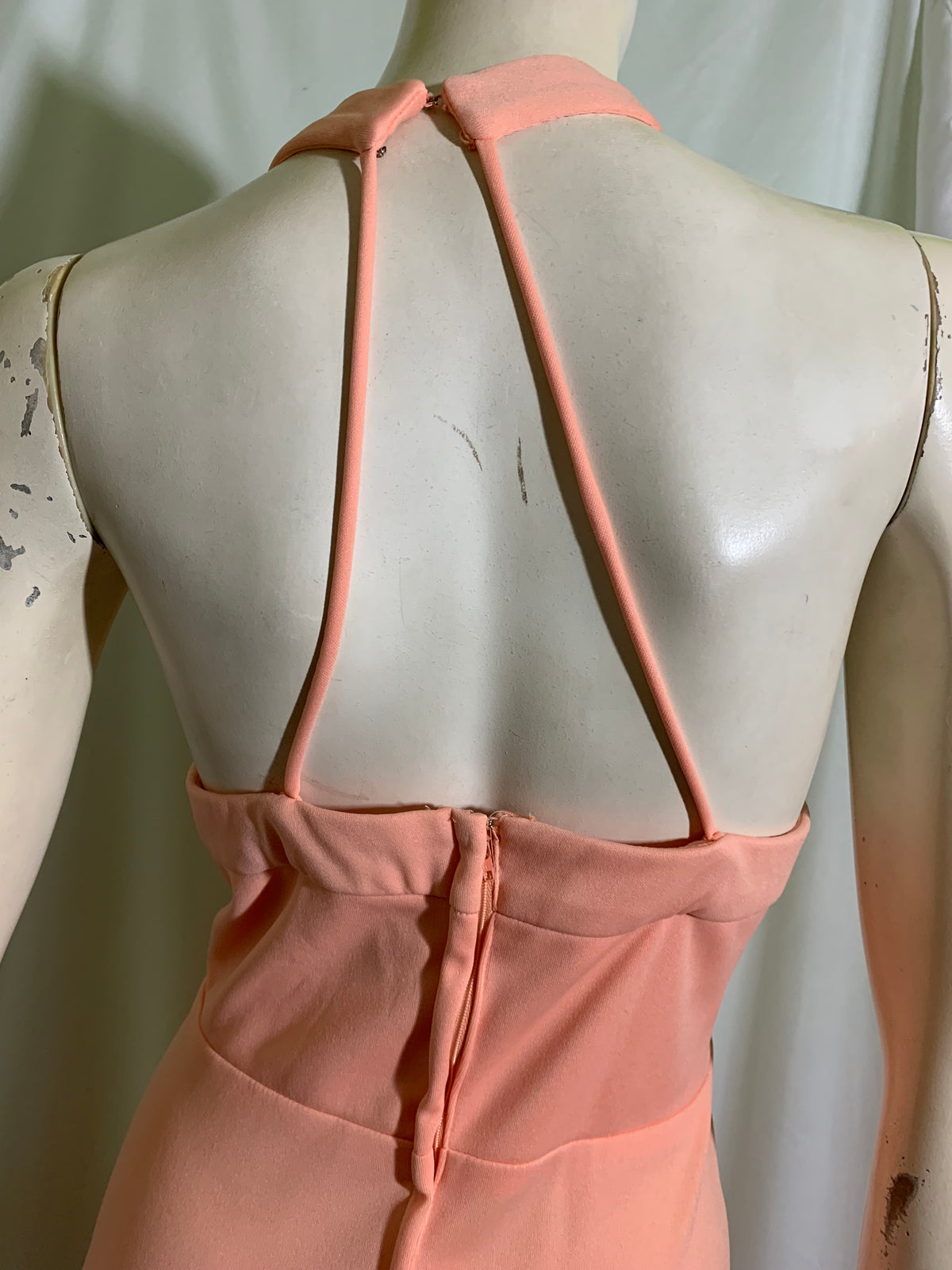 Classic Peach Poly Carrie Style Prom Dress circa 1970s