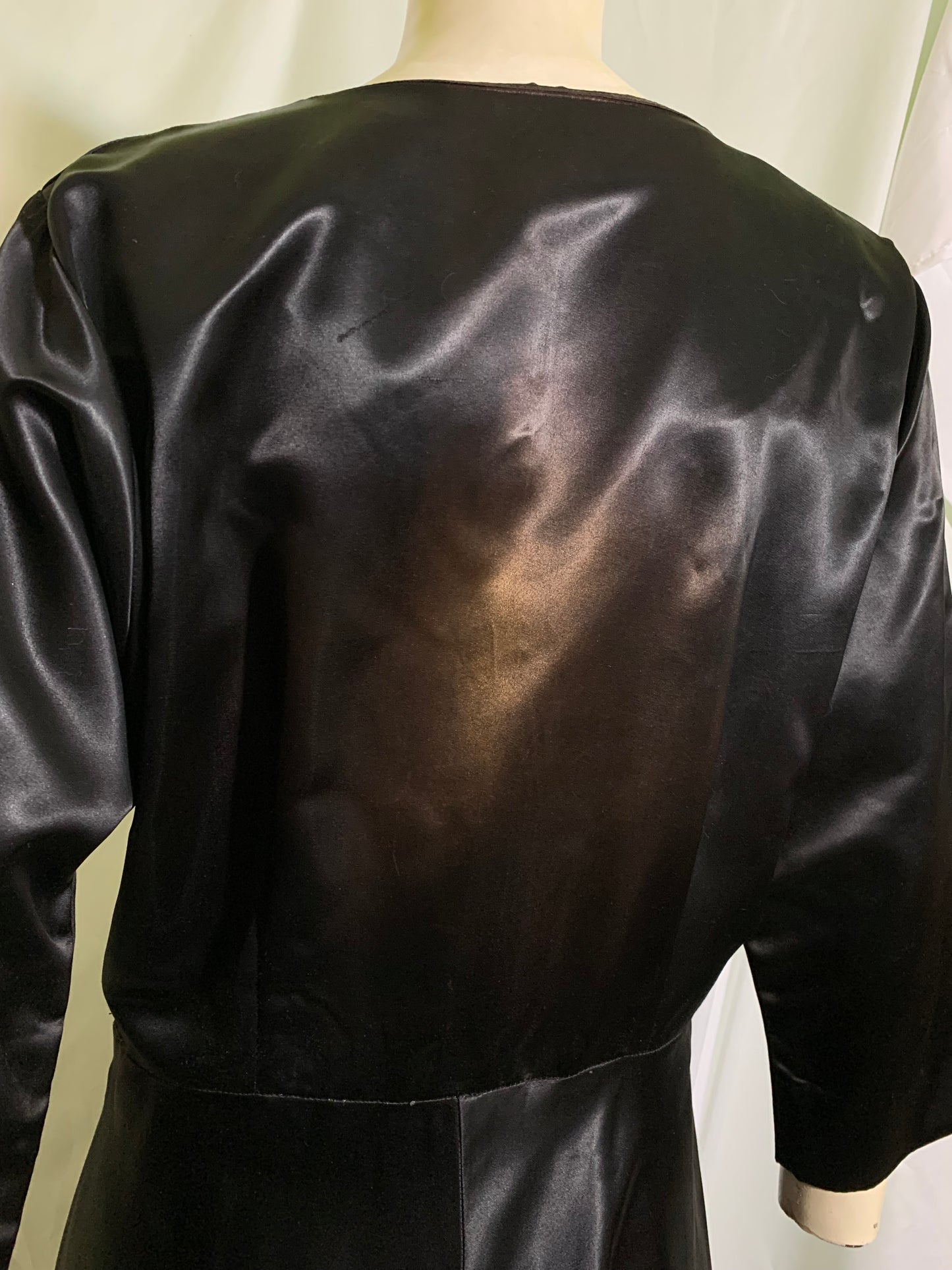 Panther Black Slipper Satin Frederick's of Hollywood Dressing Gown circa 1960s