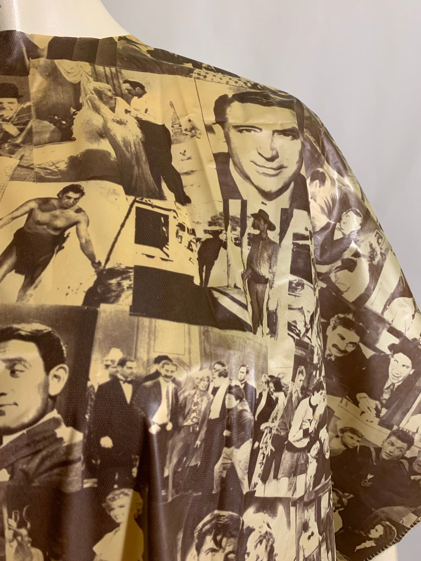 Golden Age of Hollywood Silver Screen Stars Photo Print Vinyl Beauticians Cape circa 1970s