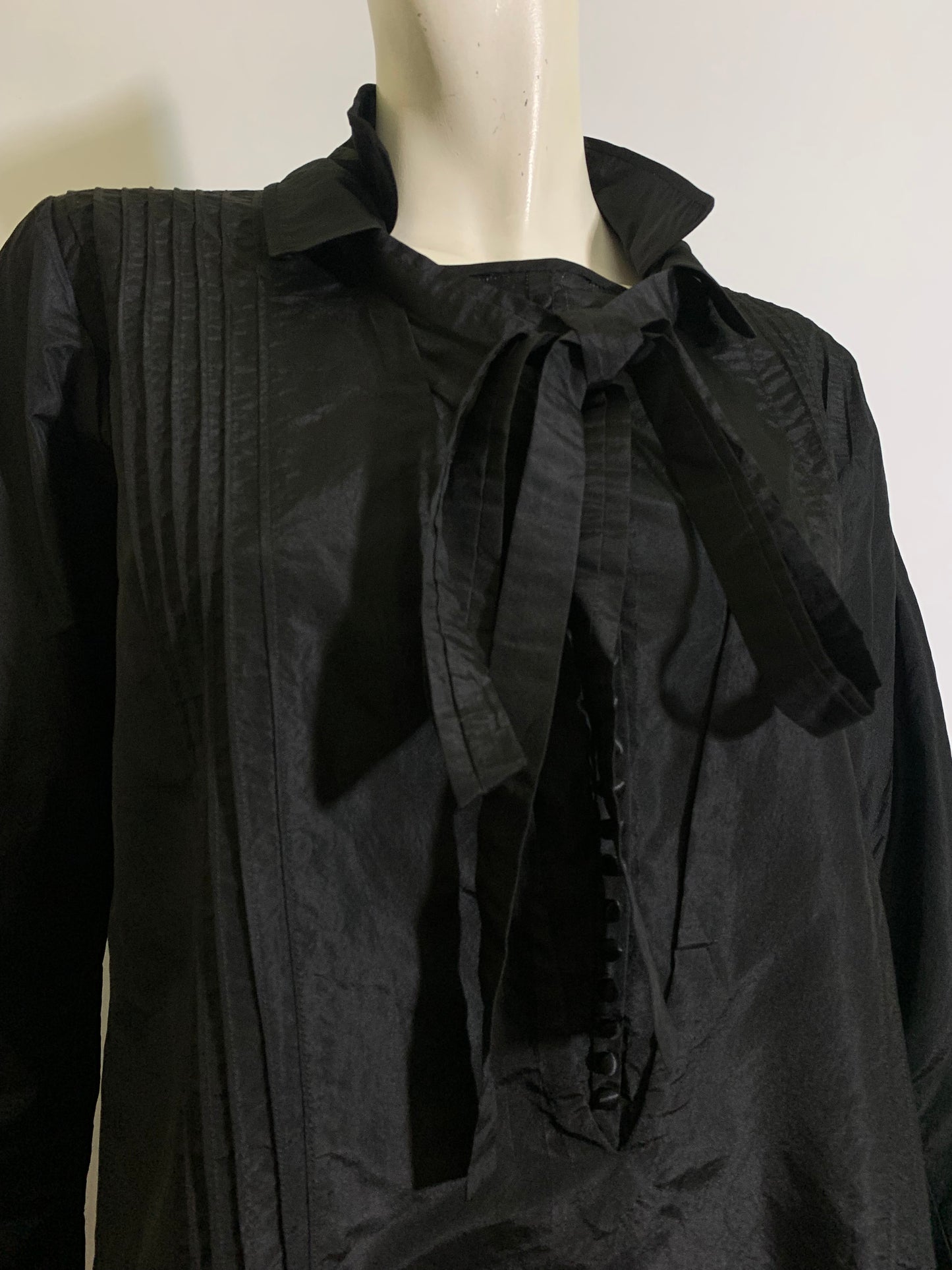 Button Trimmed Black Weighted Silk Dress circa 1920s L