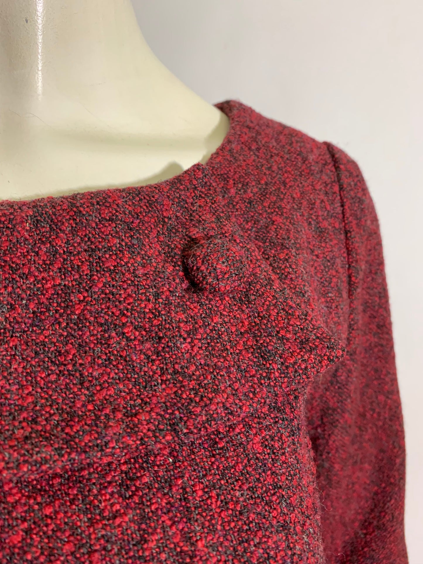 Red and Black Flecked Wool Dress circa 1950s