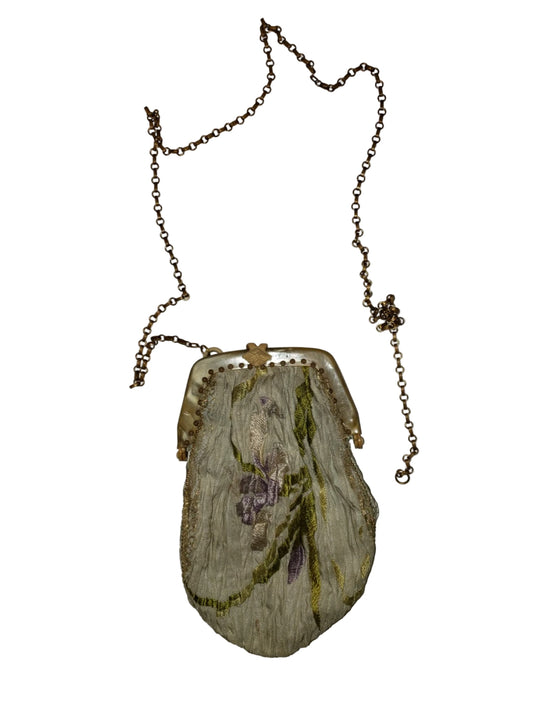 One of a Kind Silk and Velvet Kaneko 1920s Style Handbag circa 1970s