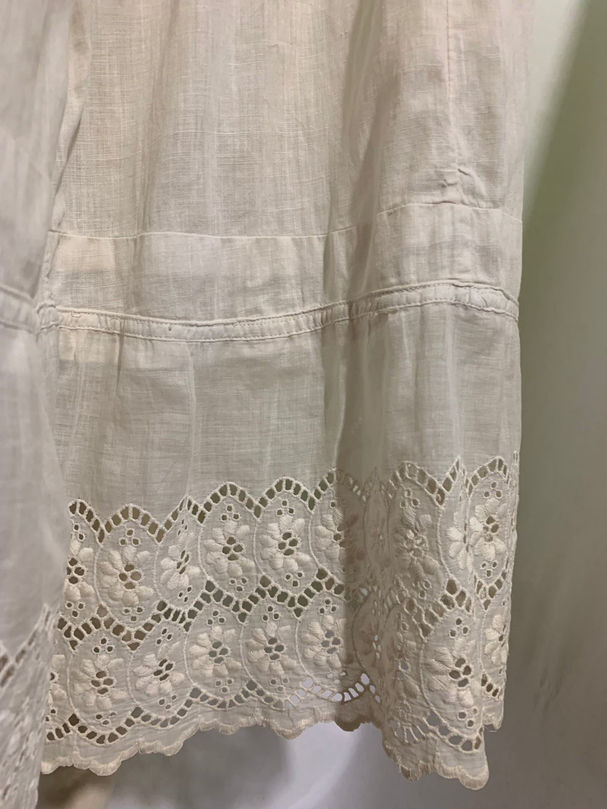 White Cotton Petticoat with Embroidery and Lace Skirt circa 1890s