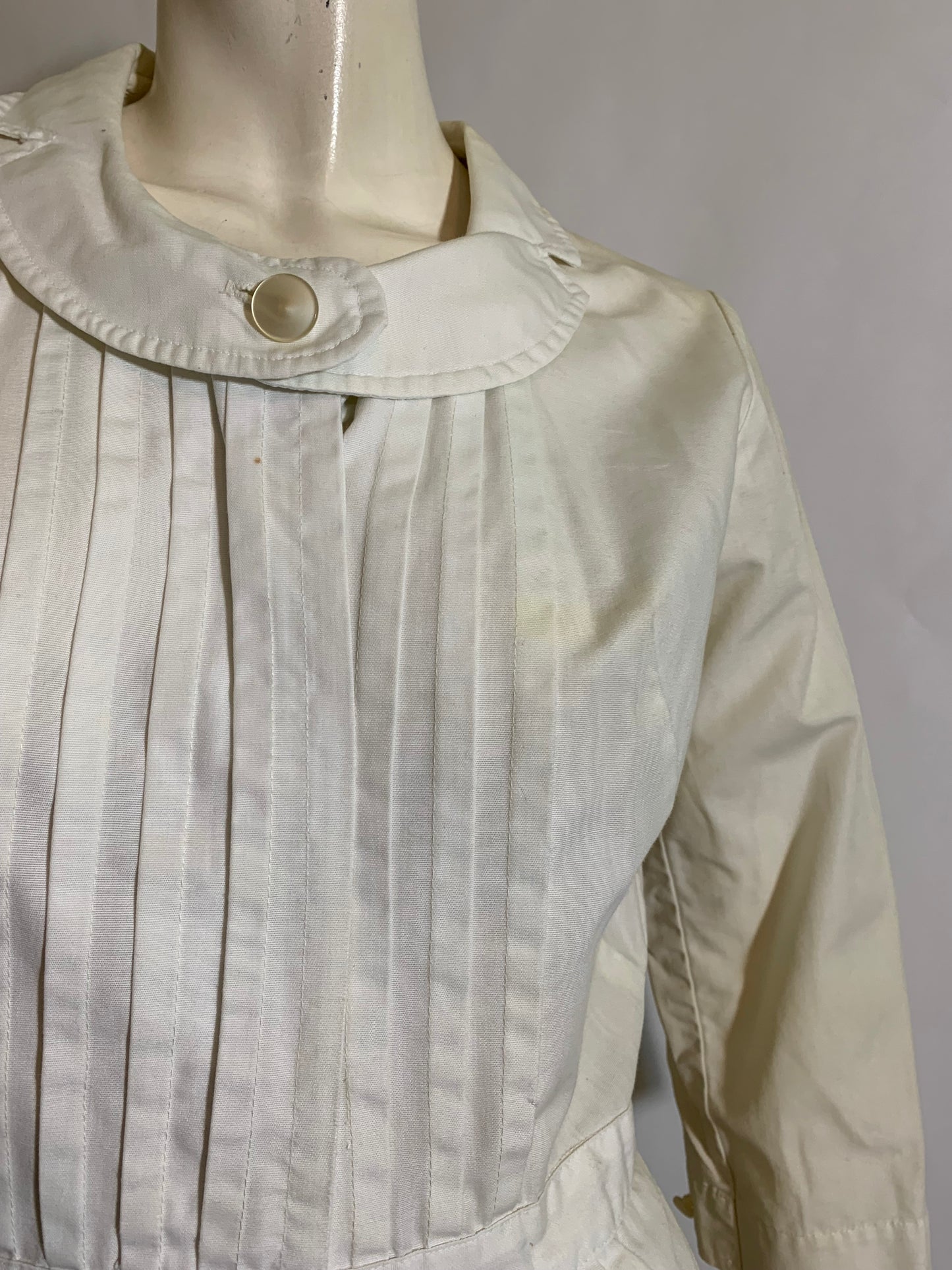 White Poplin Button Front Nurse Uniform circa 1960s