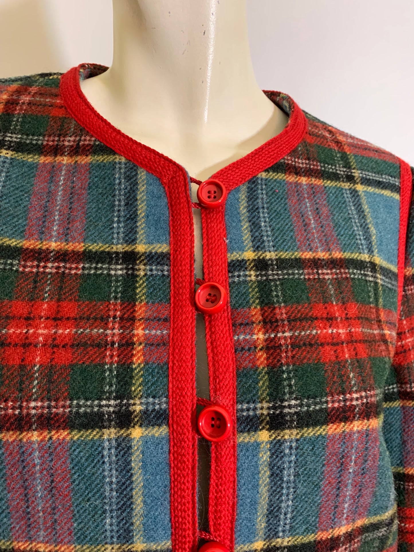 Classic Tartan Plaid Wool Boxy Cut Jacket circa 1960s