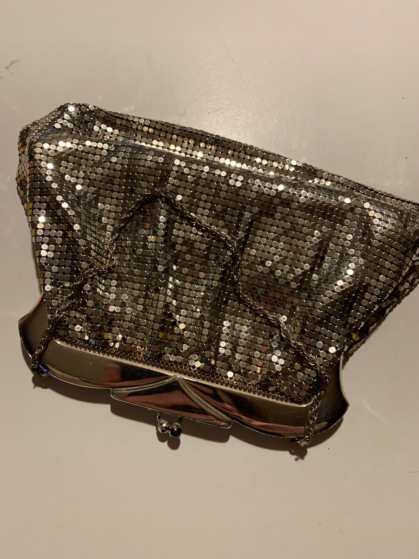 Shimmering Silver Mesh Metal Handbag circa 1940s Whiting & Davis