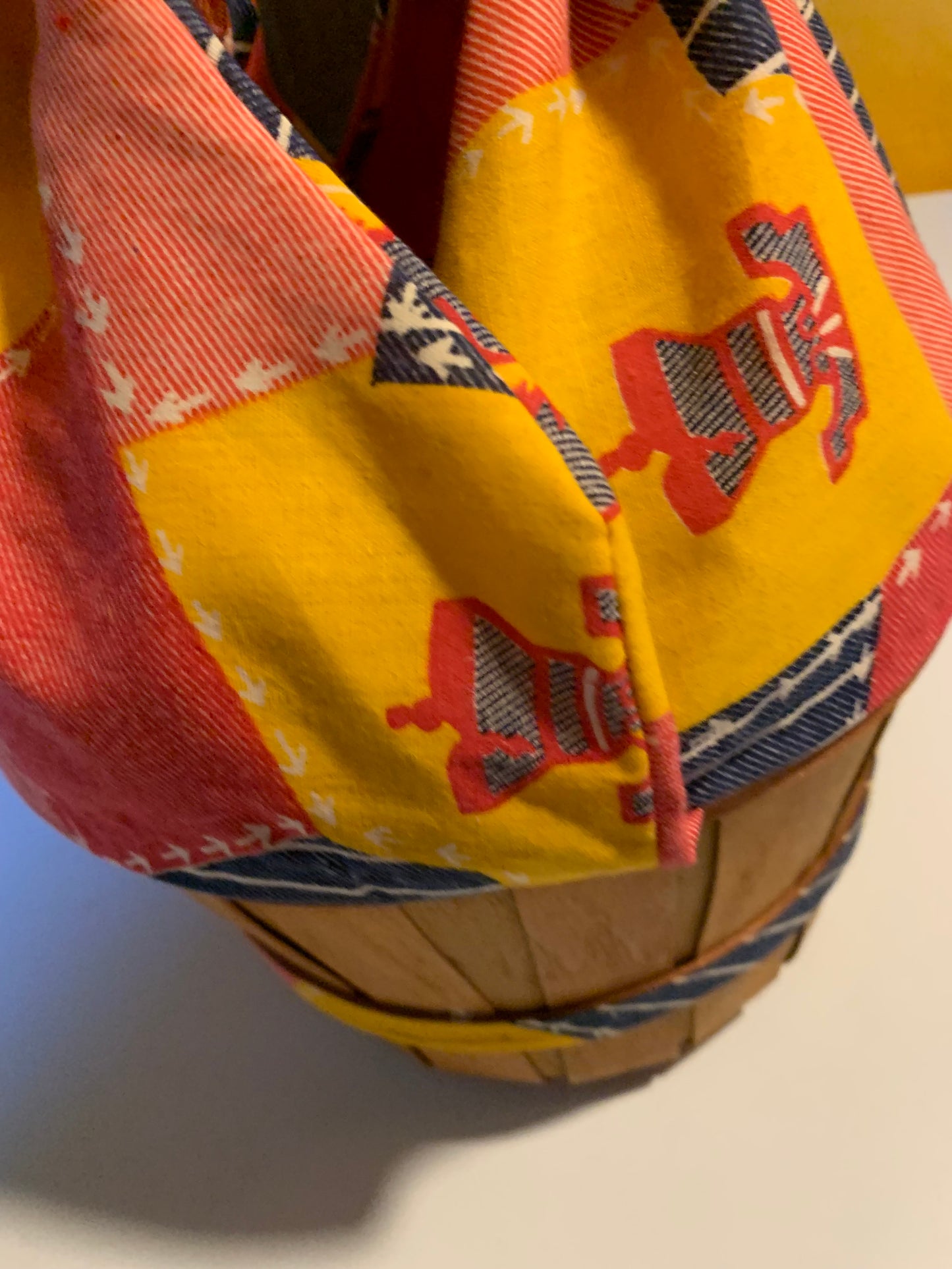 Bicentennial Novelty Print Sewing Basket Bag Liberty Bell Eagles circa 1970s