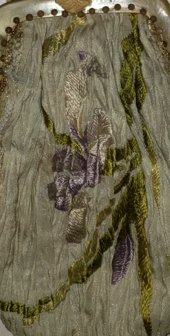 One of a Kind Silk and Velvet Kaneko 1920s Style Handbag circa 1970s