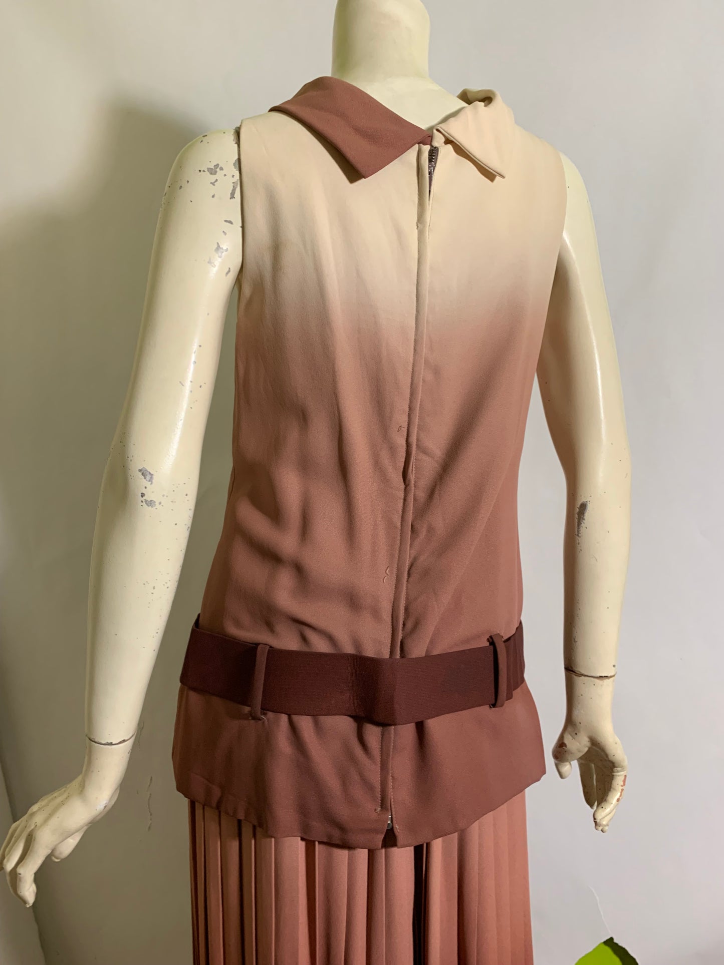 Rose Caramel Ombré Crep Rayon Maxi Palazzo Pants Dress circa 1970s