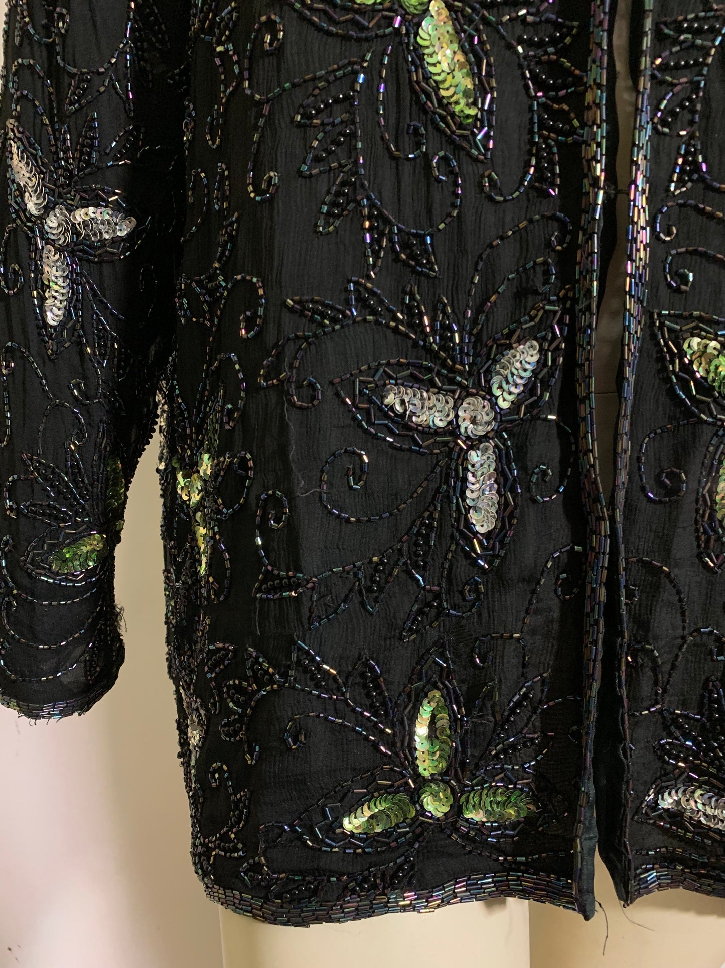 Midnight Blue Silk Beaded and Sequined Jacket Plus circa 1980s