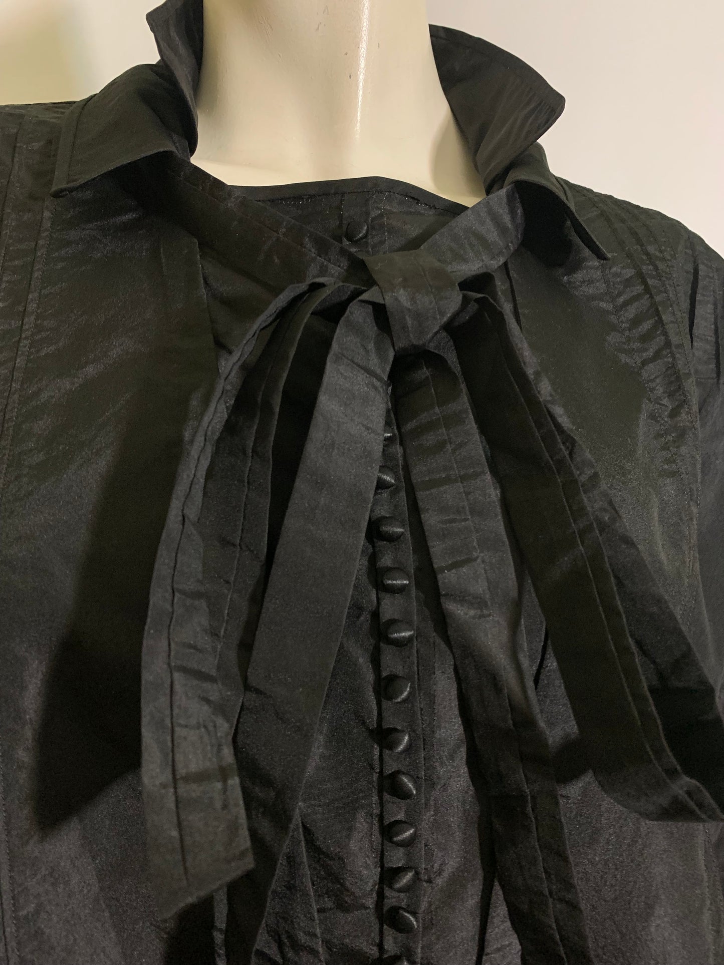 Button Trimmed Black Weighted Silk Dress circa 1920s L