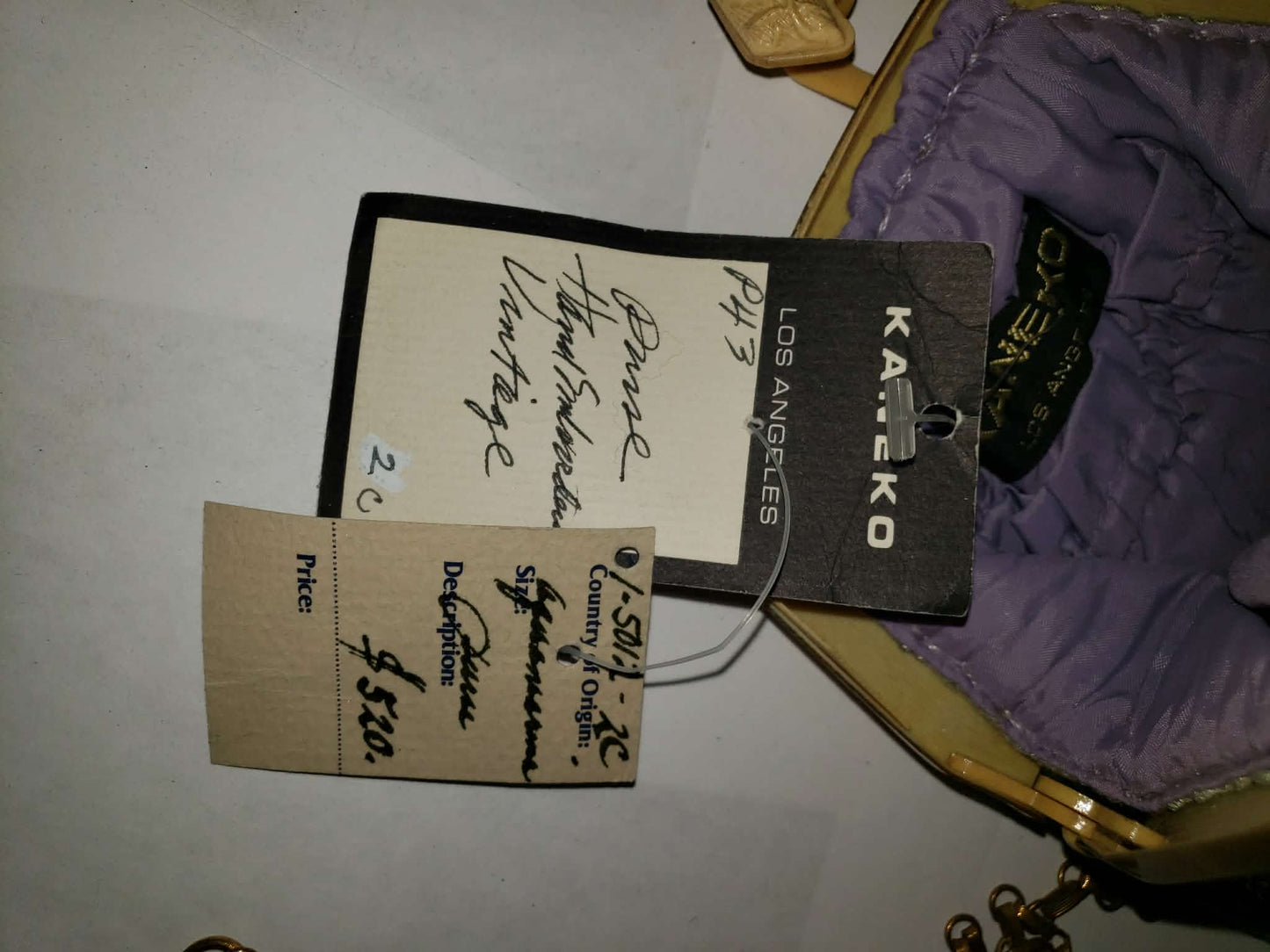 One of a Kind Silk and Velvet Kaneko 1920s Style Handbag circa 1970s