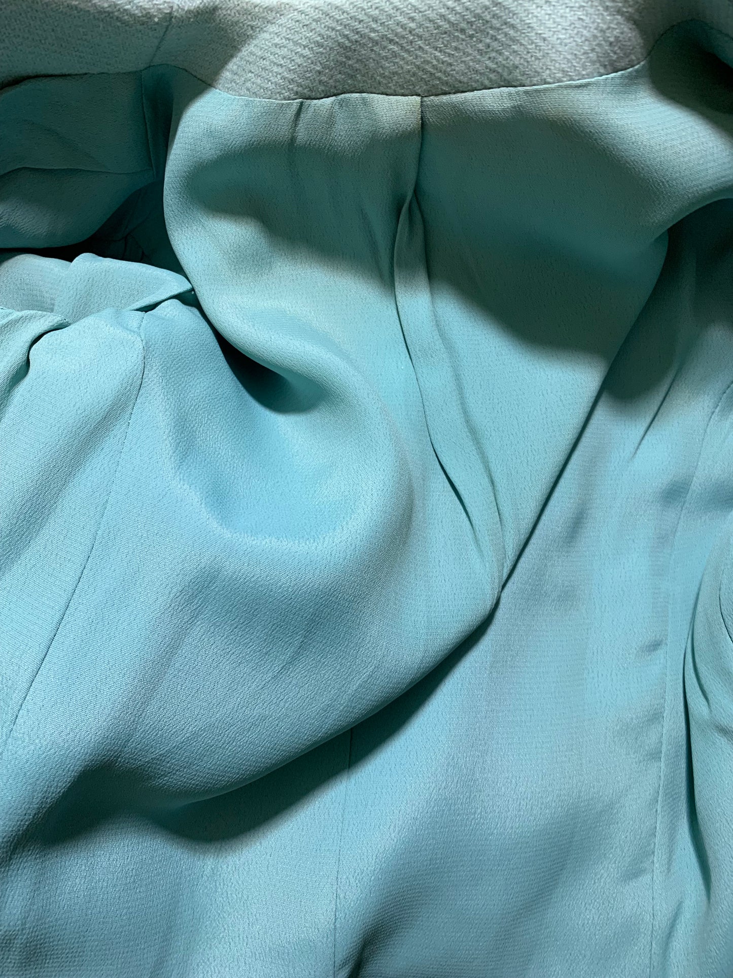 Robin's Egg Blue Wool Boxy Cut Jacket Chinchilla Fur Collar and Cuffs circa 1960s