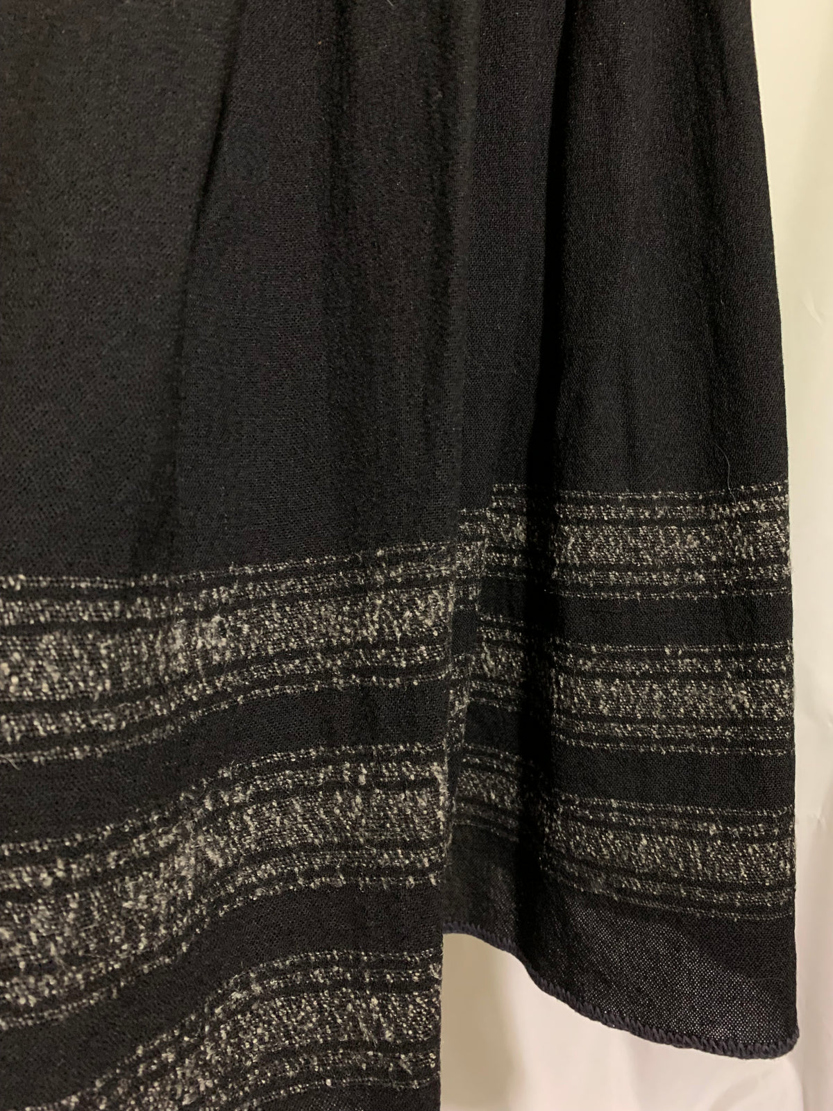 Black and Grey Wool Striped Hem circa 1910s