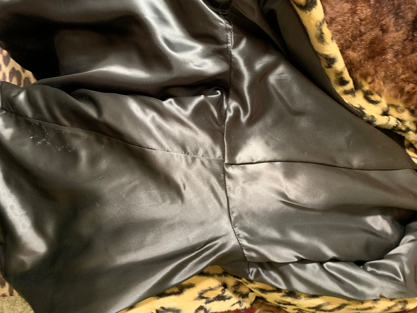 Incredible Leopard Print Faux Fur Nipped Waist Coat Full Skirt Fur Trim circa 1970s