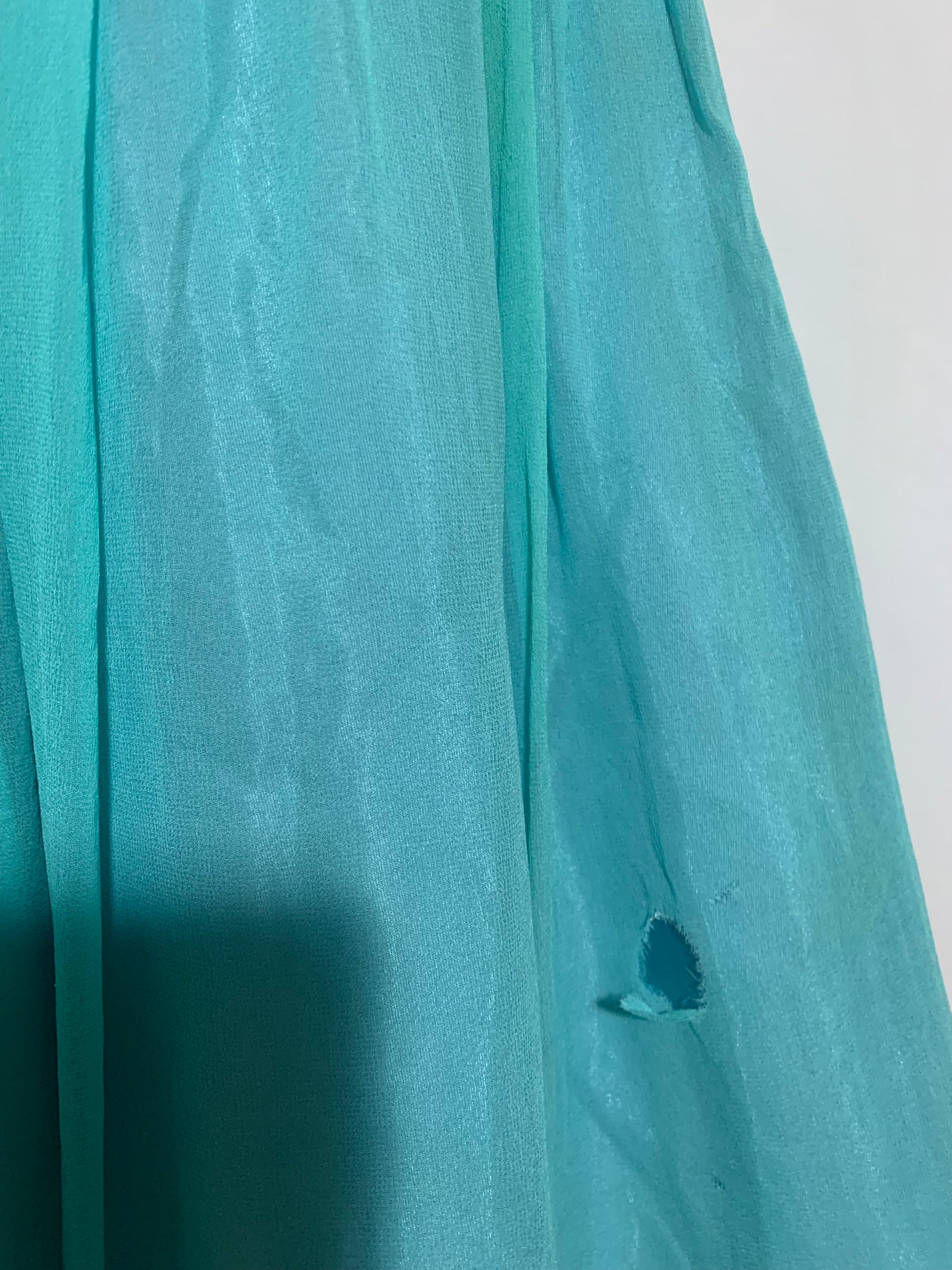 Turquoise Silk Chiffon Skirted Dress with Beading and Sequins circa 1960s