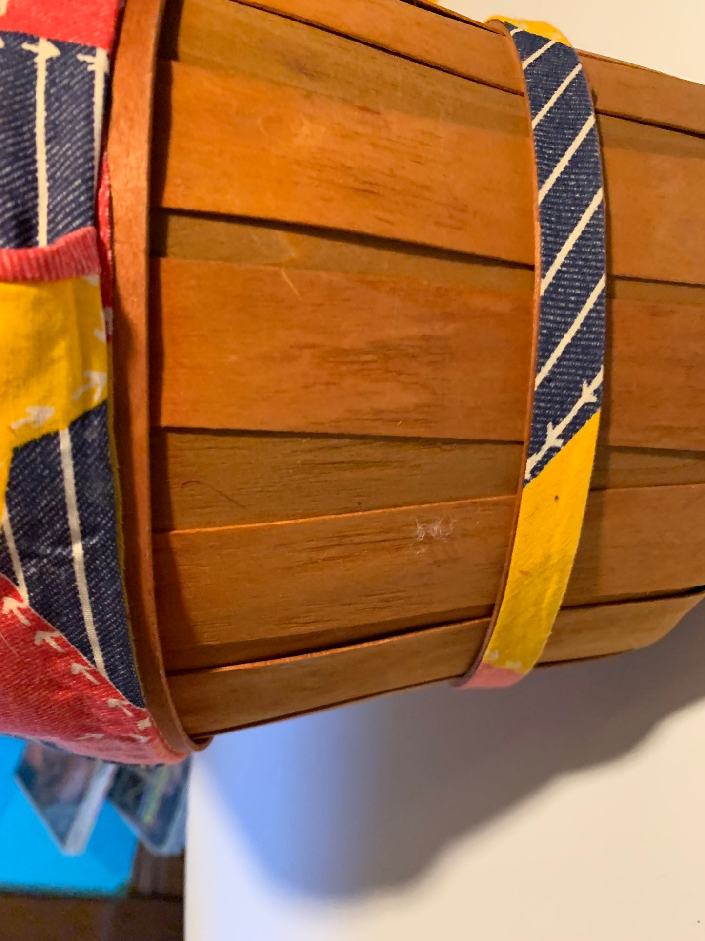 Bicentennial Novelty Print Sewing Basket Bag Liberty Bell Eagles circa 1970s