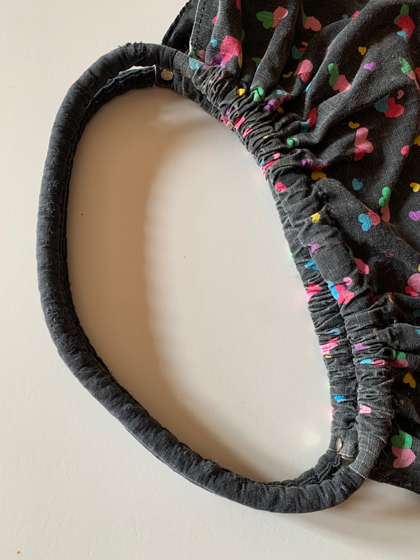Pastel Heart Print Pewter Grey Cotton Bag circa 1990s
