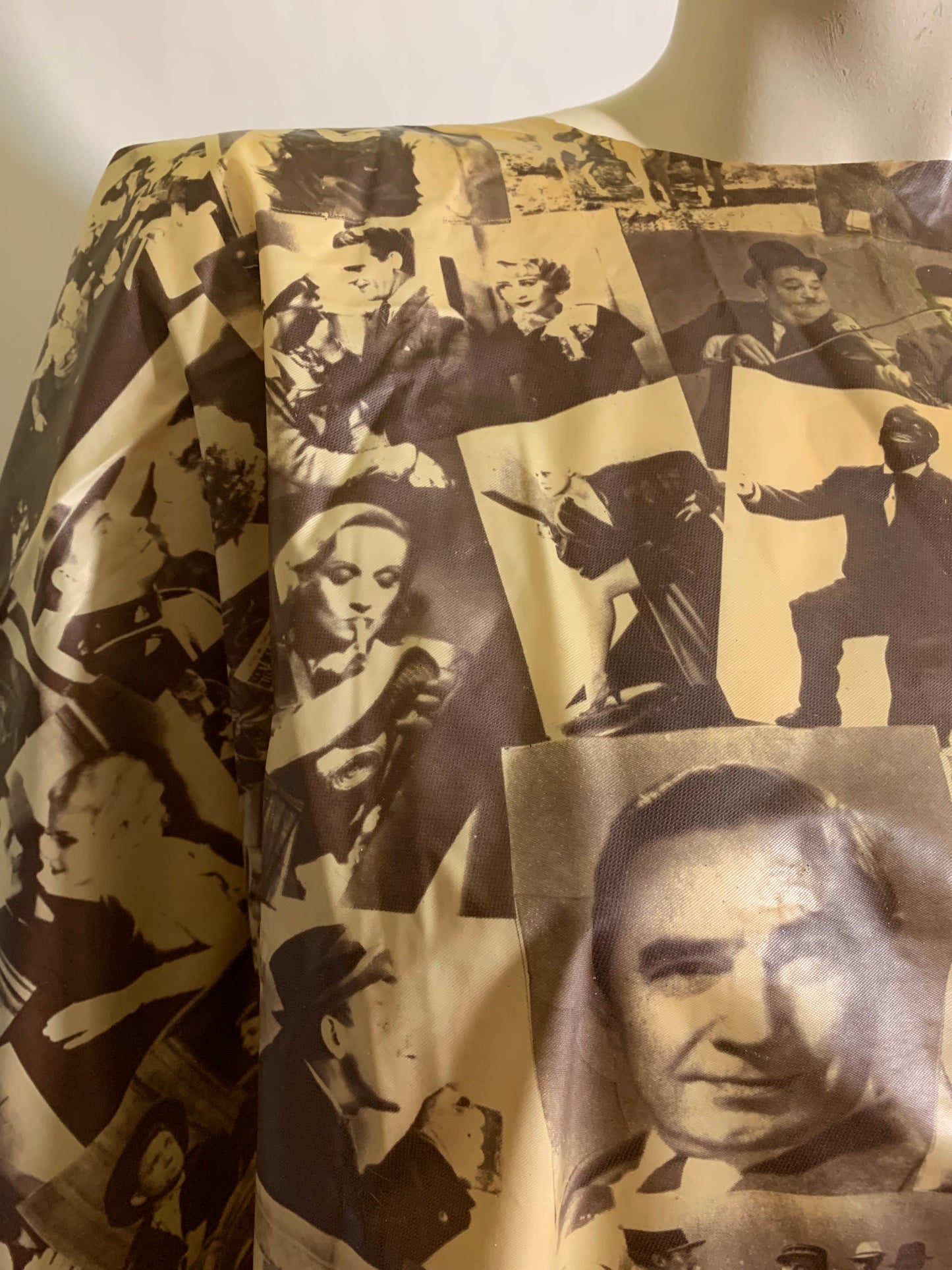 Golden Age of Hollywood Silver Screen Stars Photo Print Vinyl Beauticians Cape circa 1970s