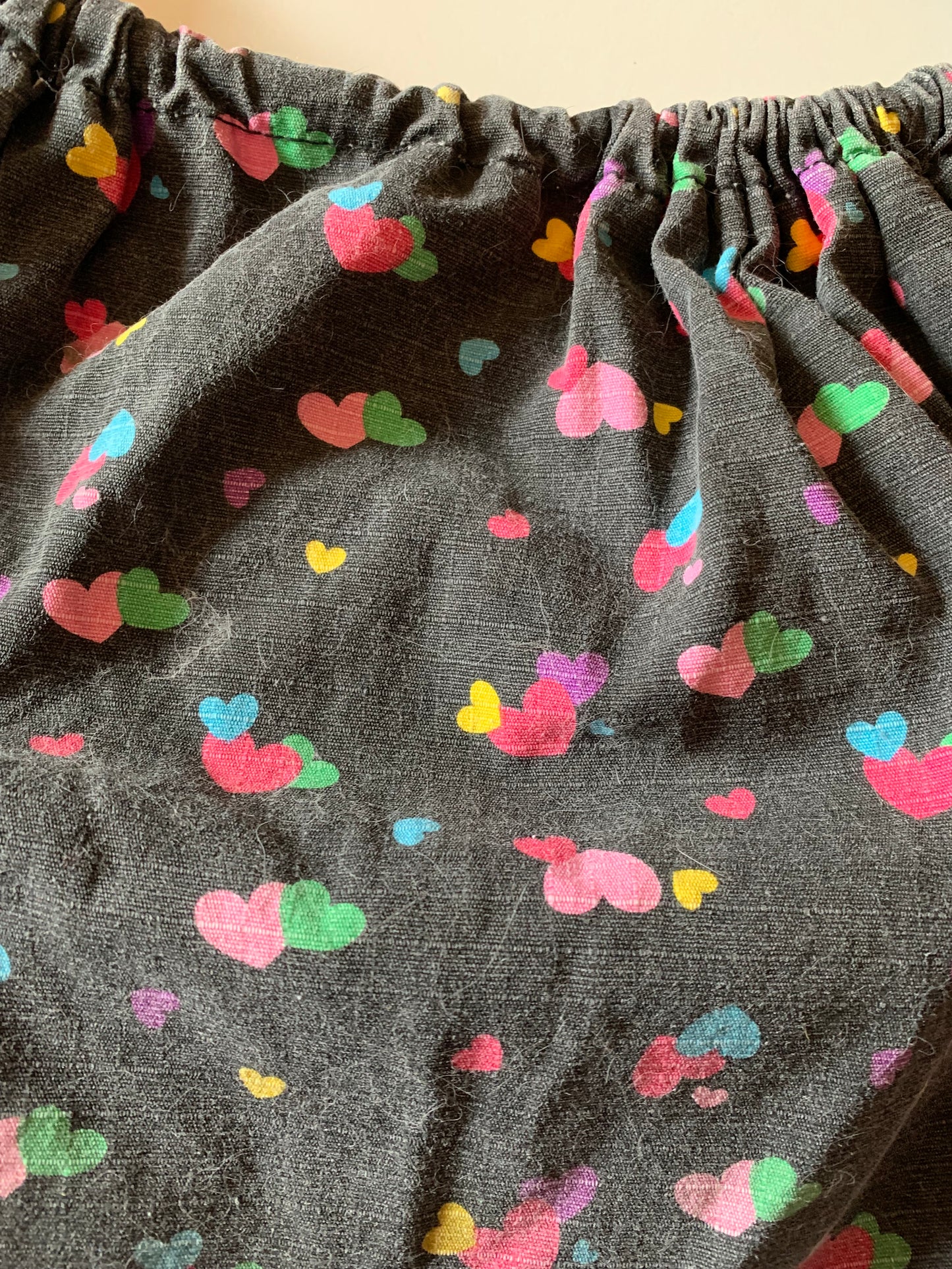 Pastel Heart Print Pewter Grey Cotton Bag circa 1990s