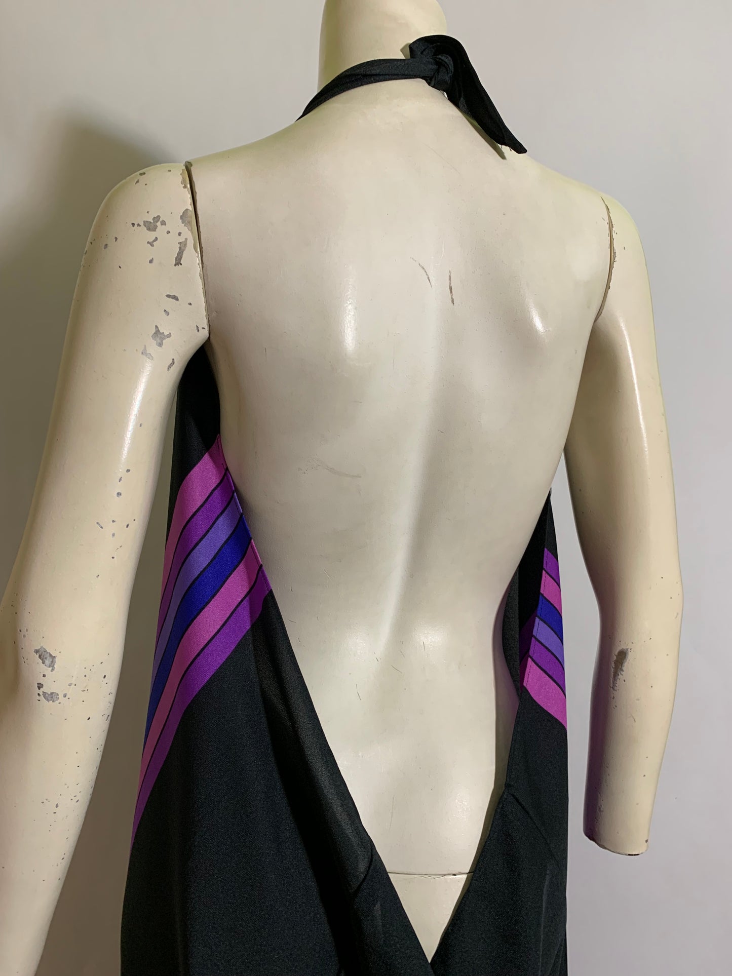 Hawaiian Jersey Nylon Deep V Neck Low Back Beach Dress circa 1980s