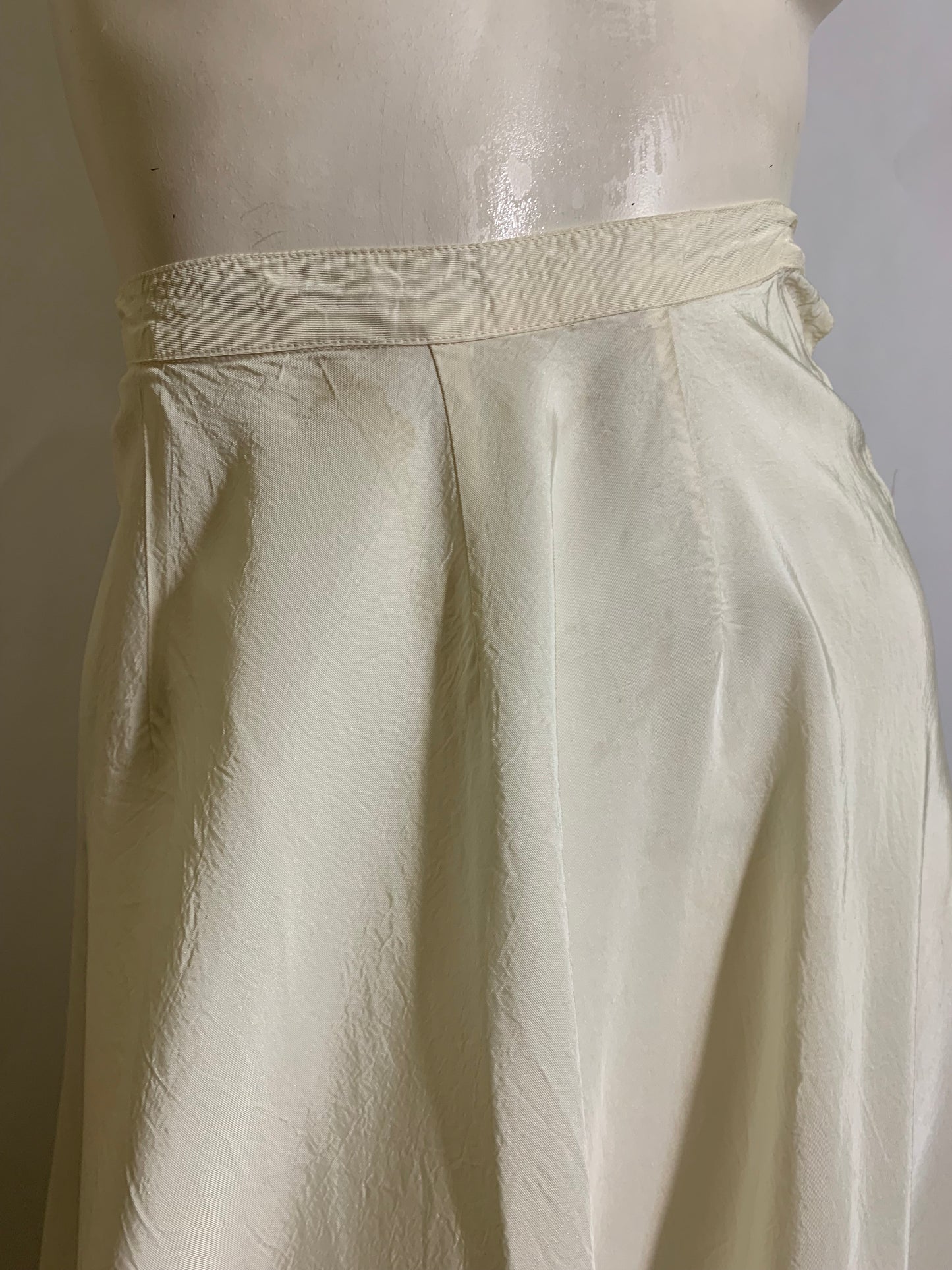 Winter White Acetate Taffeta Full Length Half Slip circa 1940s