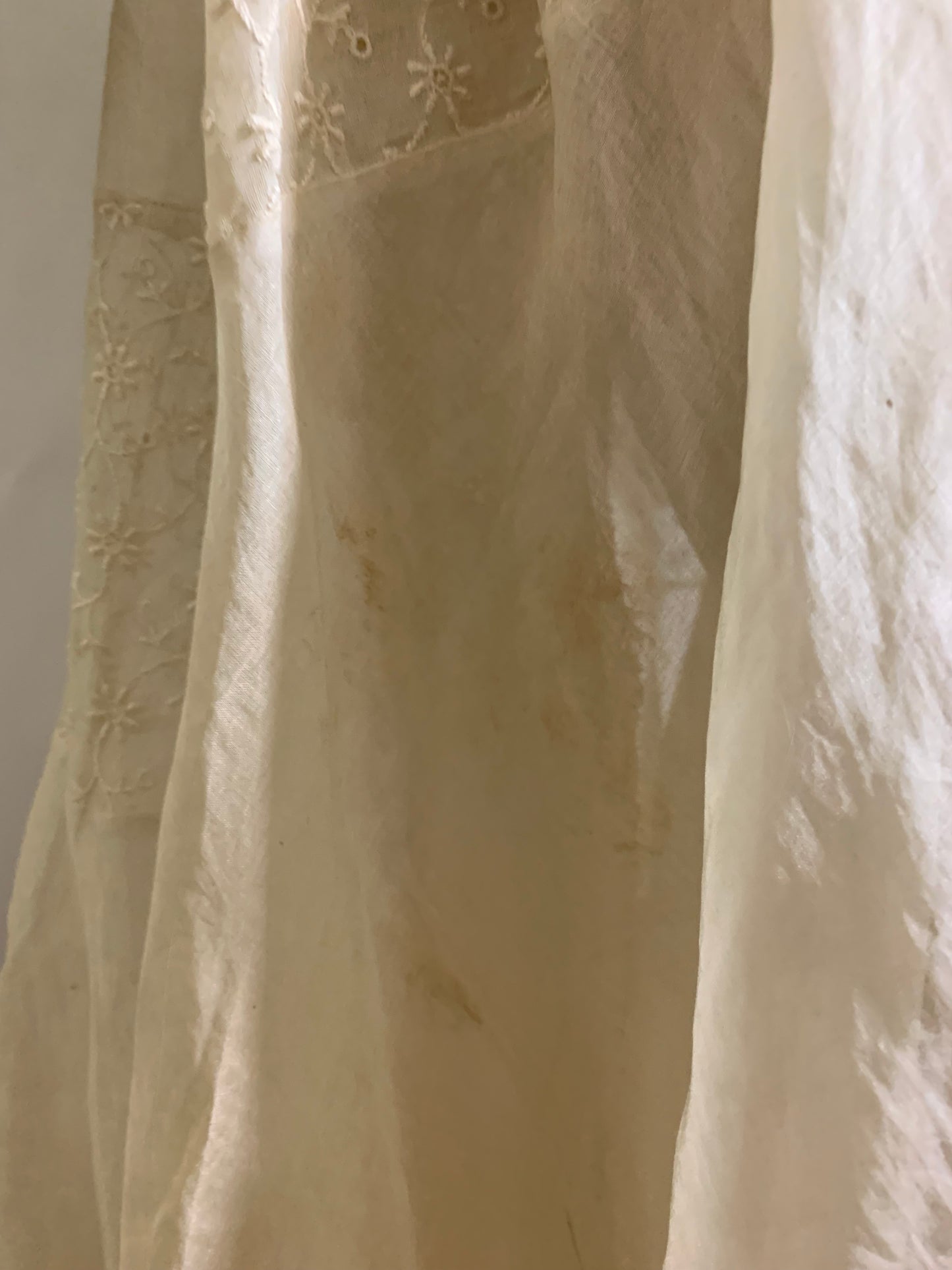 Sheer Embroidered Off White Dress circa 1940s